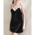 Satin Slip Dress in Black, Spaghetti Strap Silky Nightgown, ANA Dress