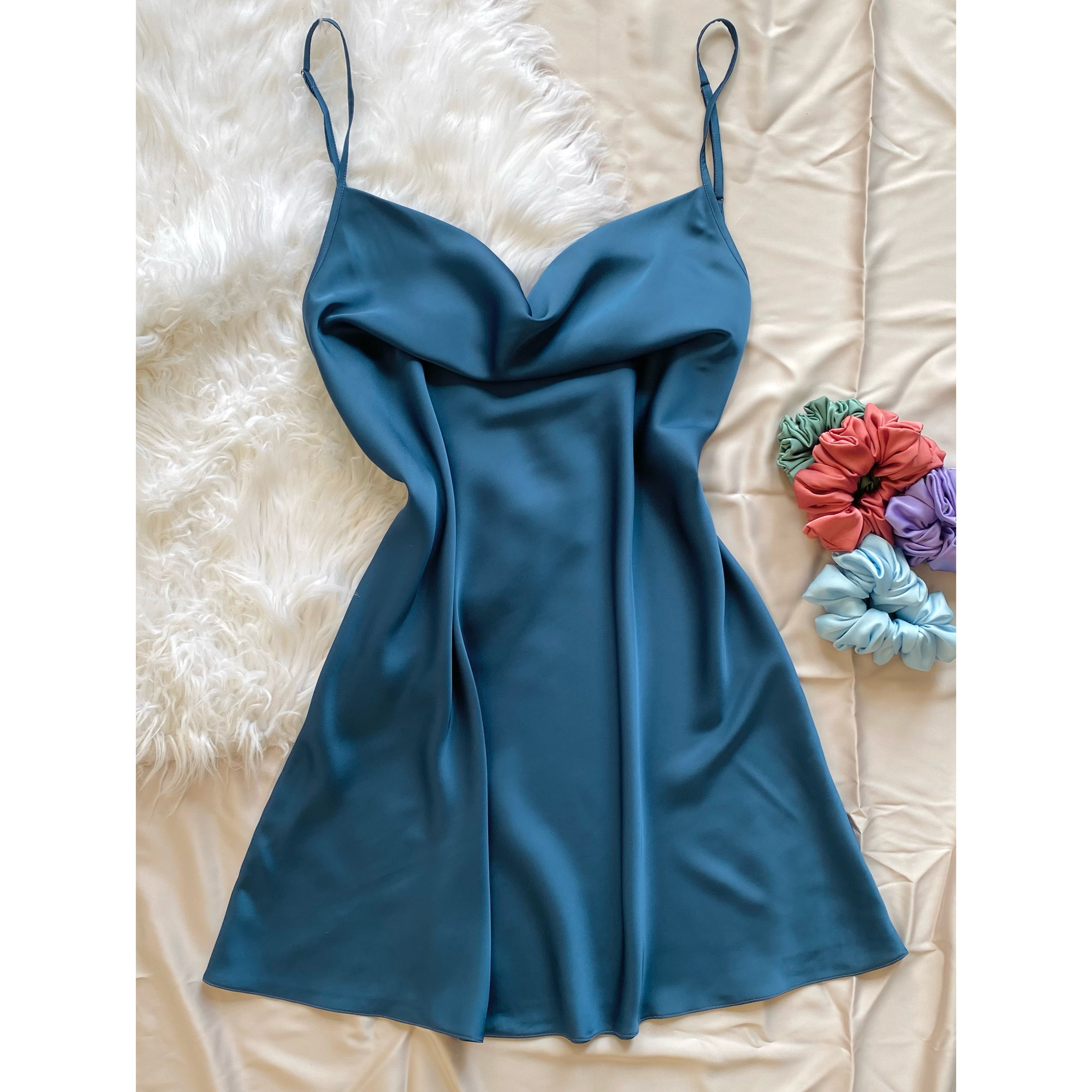 Cowl Neck Slip Dress Silky Sleepwear Cami Nightgown for Women | Mini Mirabel