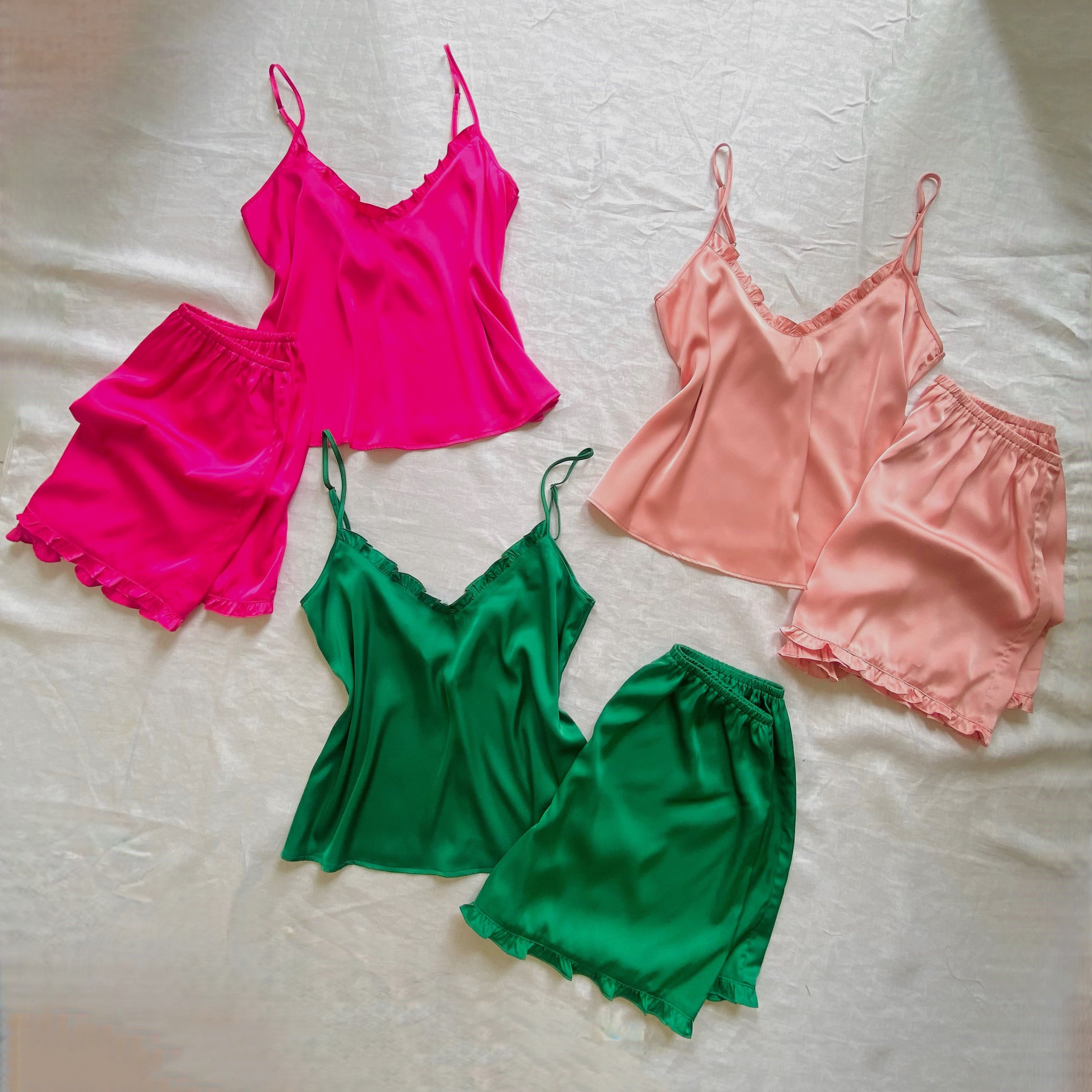 Satin Cami and Shorts: Bridal Party Pajamas, Bride & Bachelorette Camisole Set JULIE