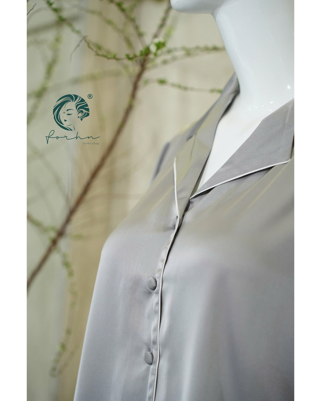 White Satin Pajama Set, Long Sleeve Bridal PJs NUTBOC