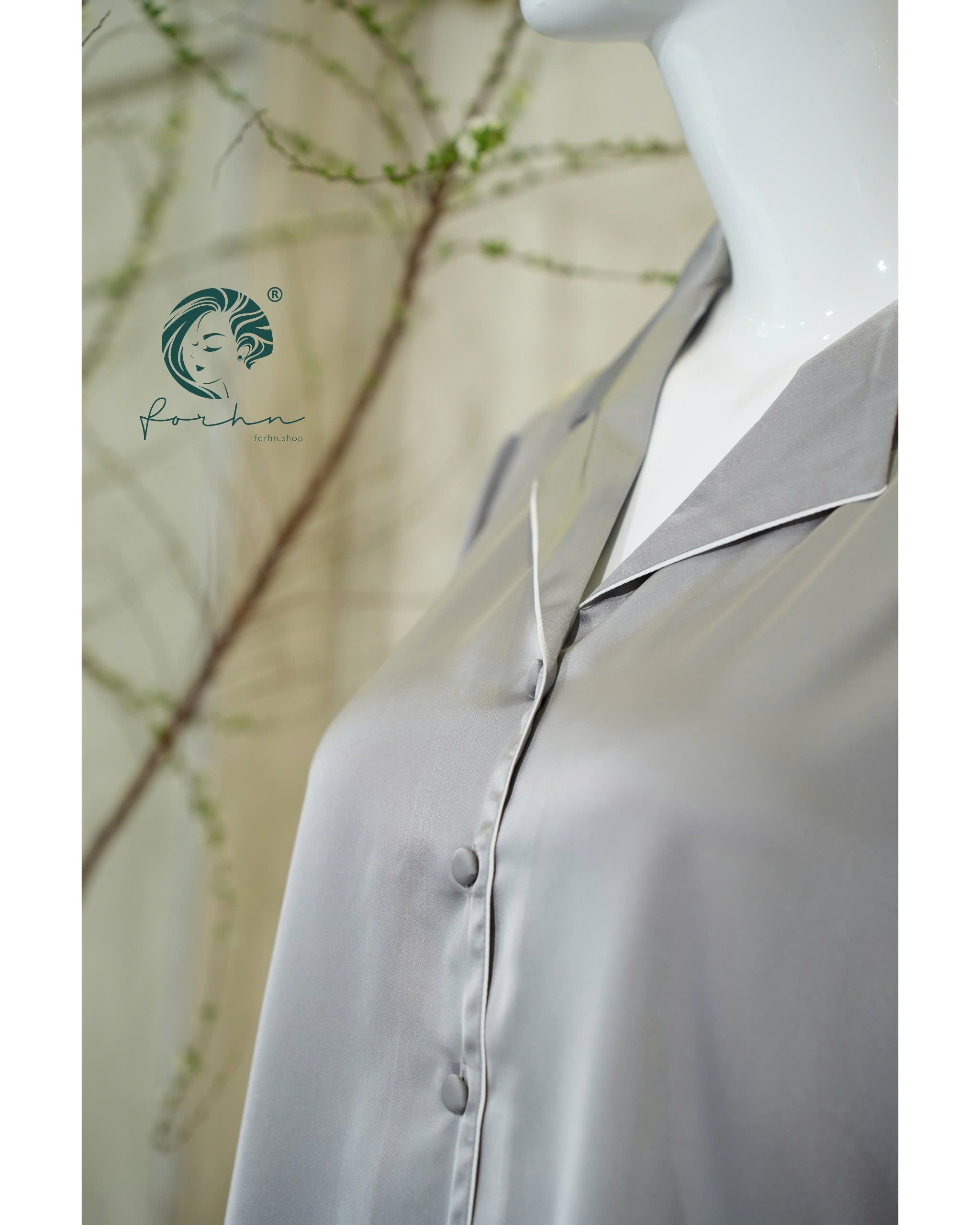 White Satin Pajama Set, Long Sleeve Bridal PJs NUTBOC