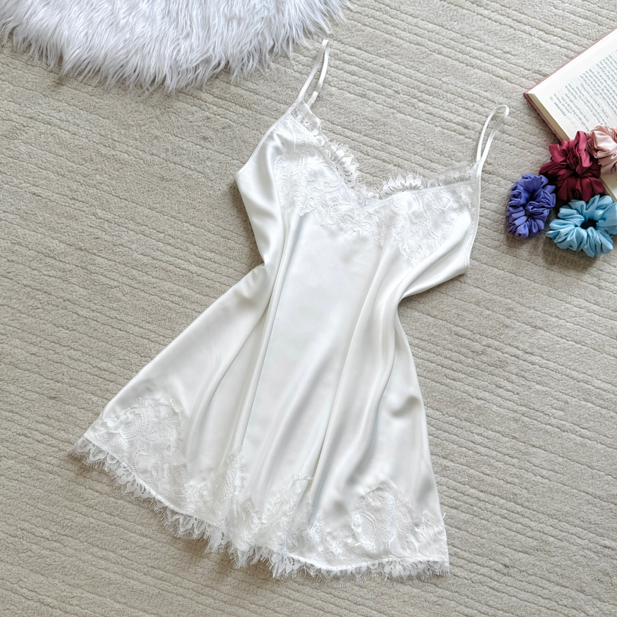 Satin Lace Robe & Slip Dress Set, Sleepwear, Delphine Set