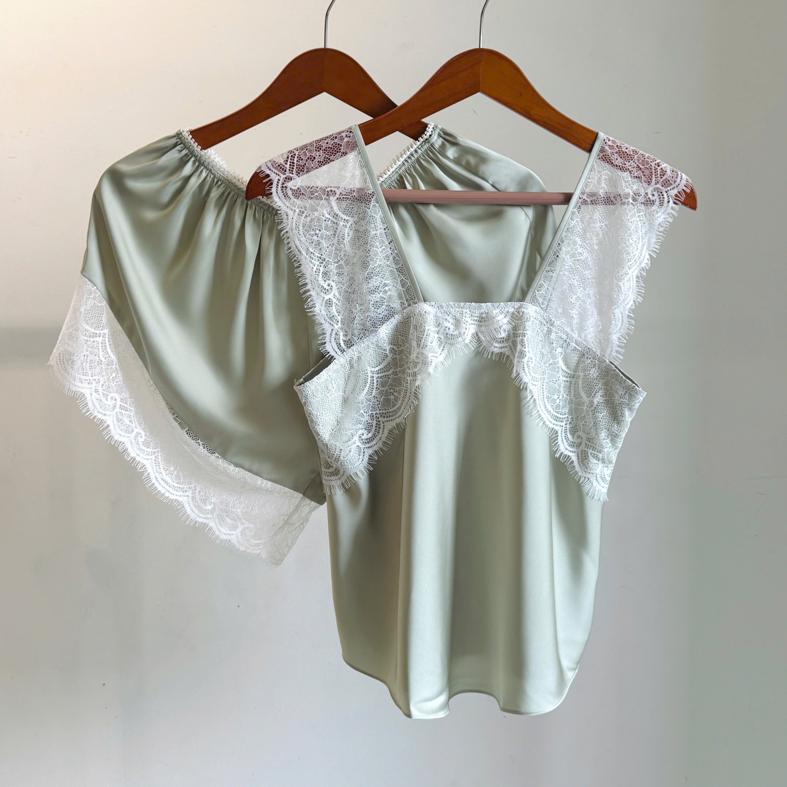 Satin Lace Camisole & Shorts Romantic Lounge Set Bridal Sleepwear Gift For Her KRISTAL