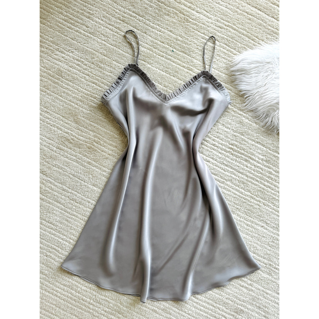 Black Satin Mini Dress Custom Colors Romantic Cami Nightgown Gift For Her ANA