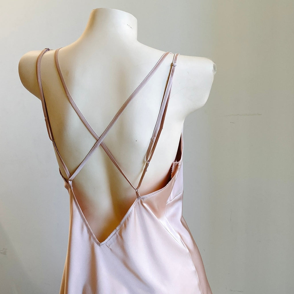 Satin Backless Slip Dress Sexy Sleepwear & Nightwear For Women Kevacup2