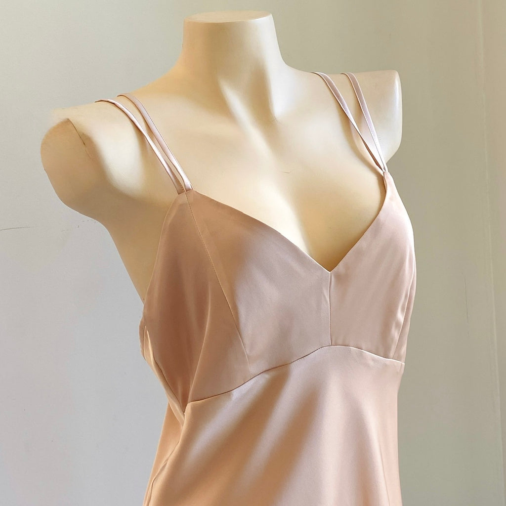 Silky Satin Backless Slip Dress – Open Back Cami Nightgown | CUP2