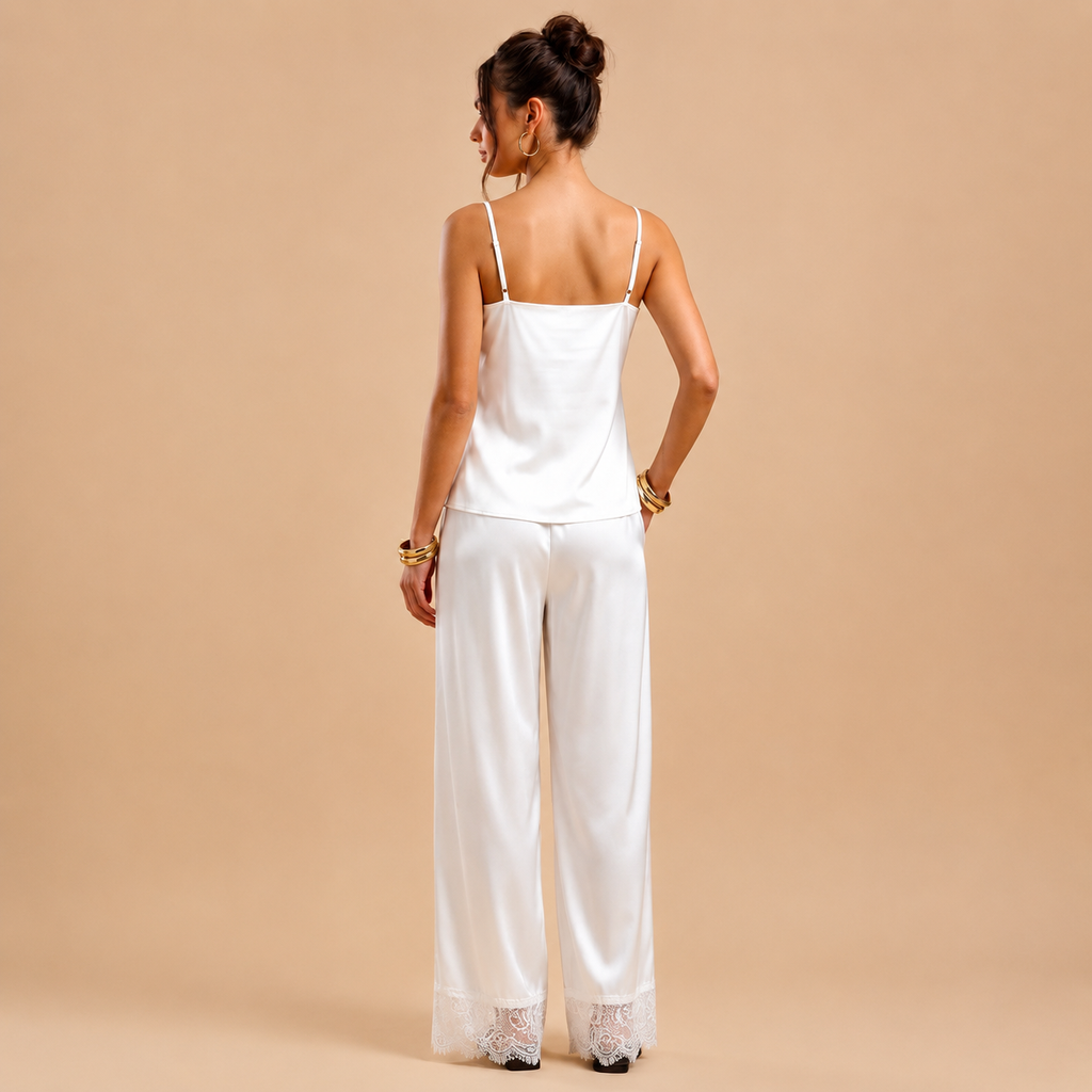 Lace Satin Cami Pants Set, Silky Sleepwear, Women Pajamas, LAYLI LSET