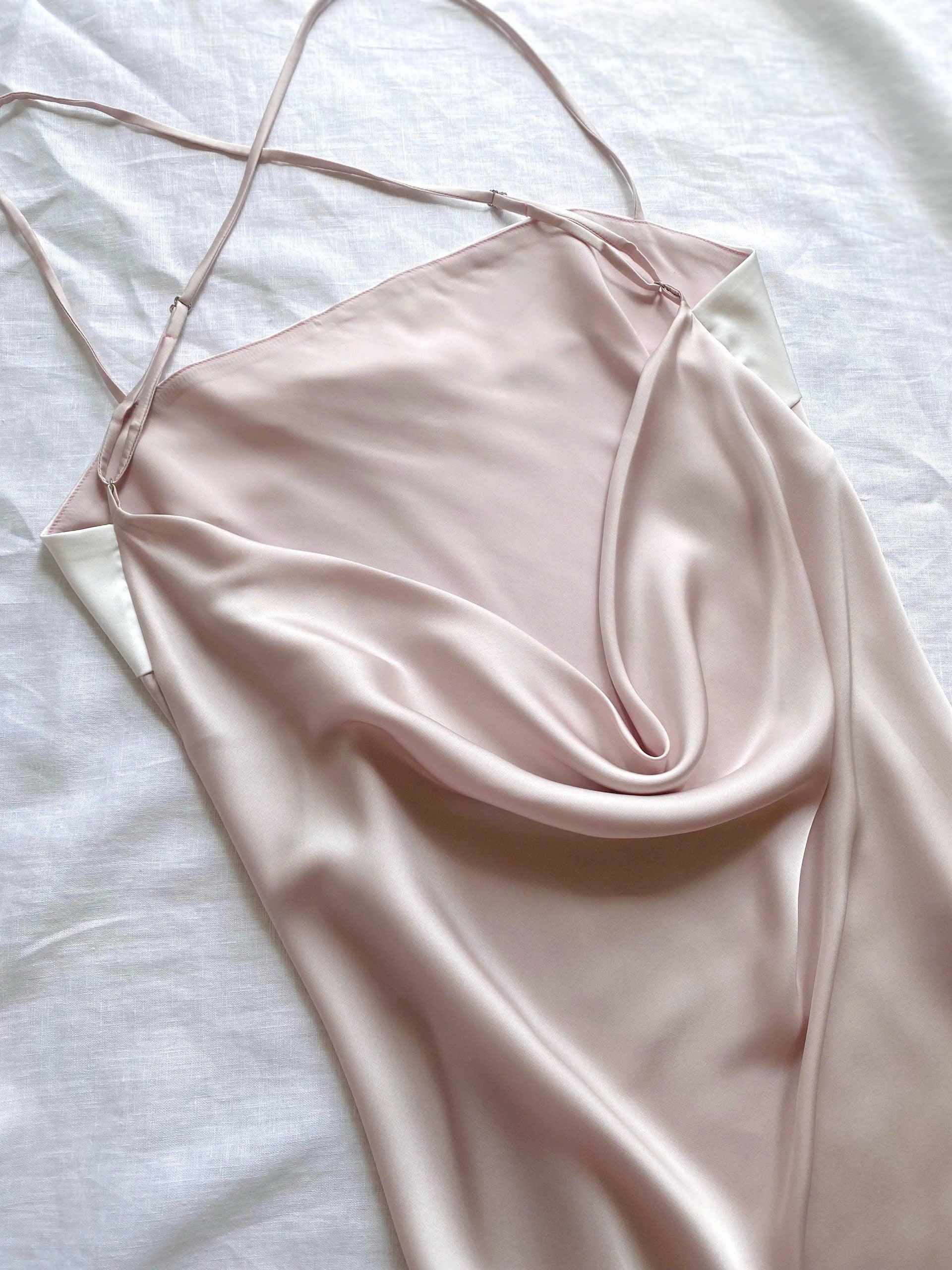 Backless Satin Slip Dress Open Back Cami Nightgown Sexy Nightdress HAZE