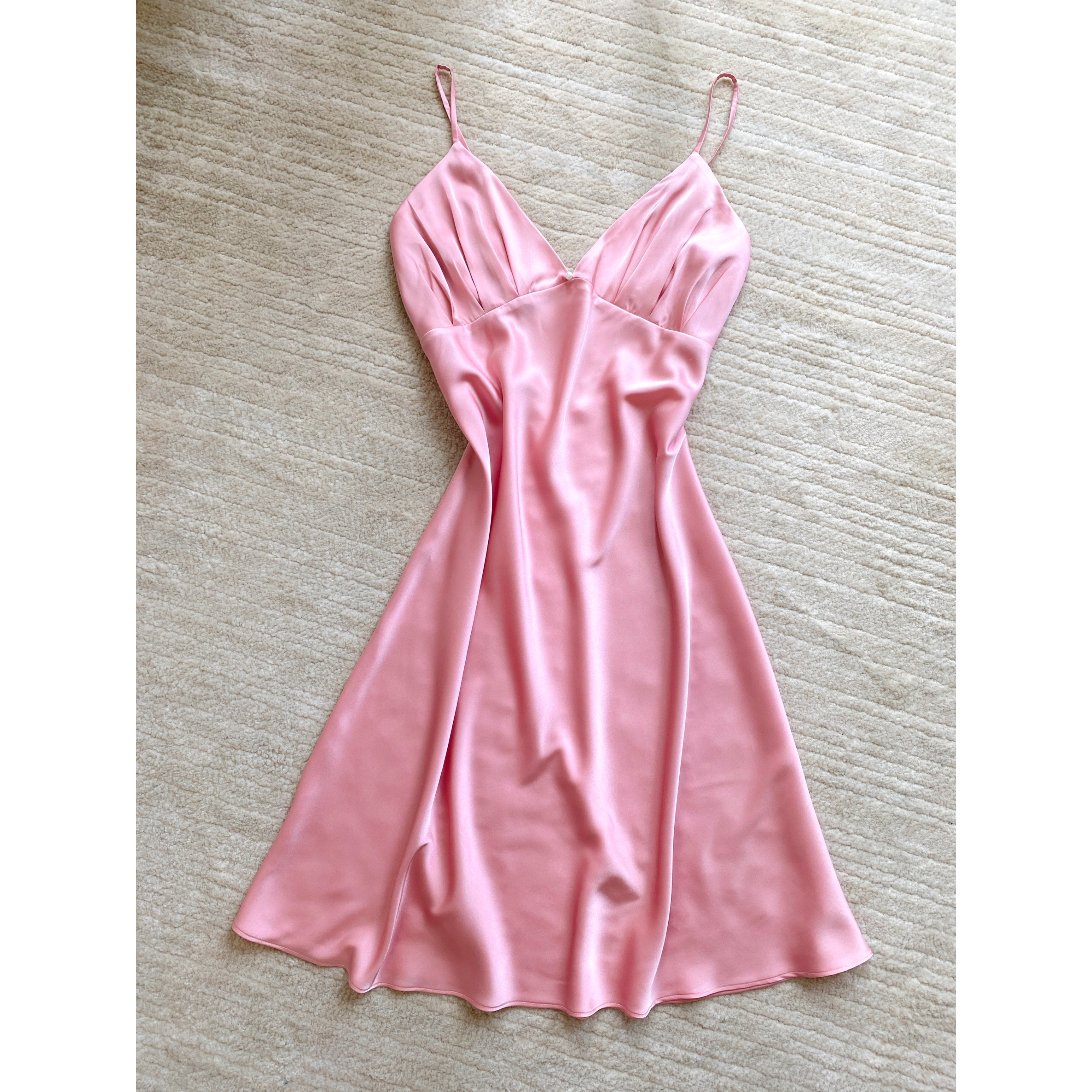 Satin Slip Dress - Handmade Open Back Midi Nightgown CLARA