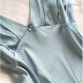 Silky Satin Midi Dress: V-Neck Open Back, Honeymoon/Date Night Outfit, Romantic Sleepwear Gift For Her, CLARA