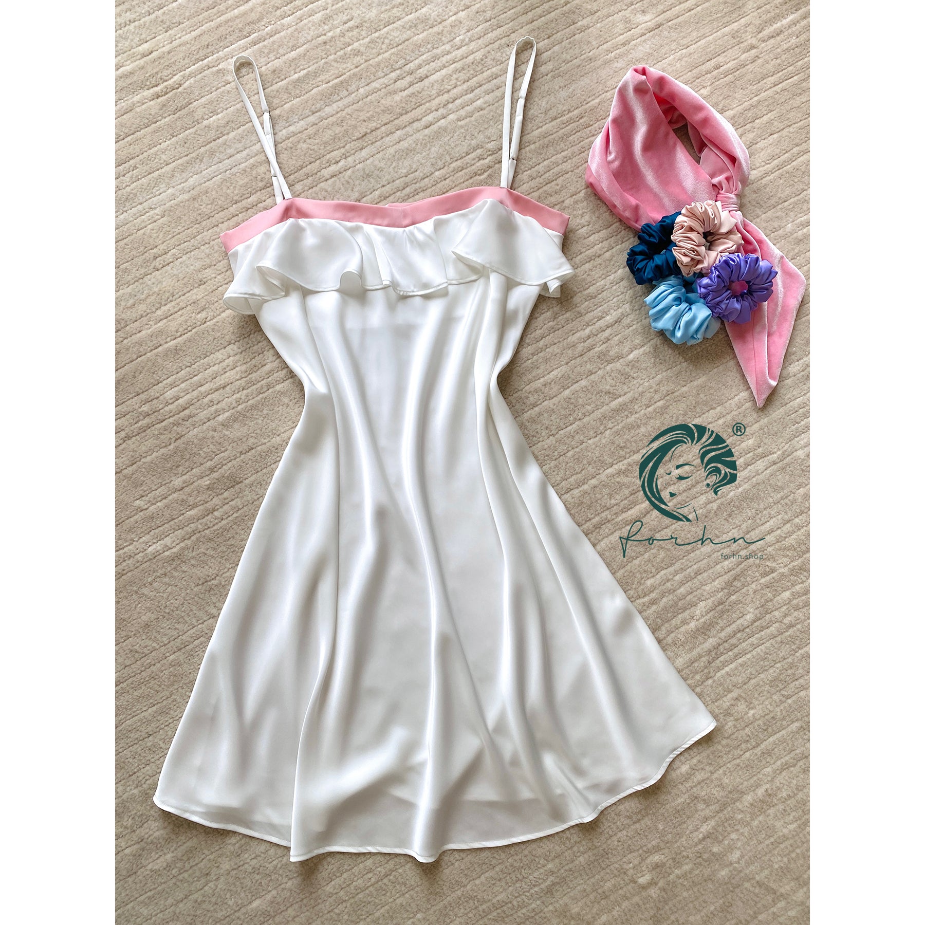 Ruffle Silky Nightdress Bridal Sleepwear, Bridesmaid Gift, JOSSIE Satin Slip Dress