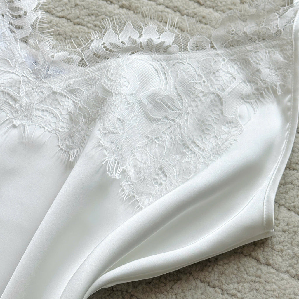 Satin Lace Robe & Slip Dress Set, Bridal Sleepwear, Delphine Set
