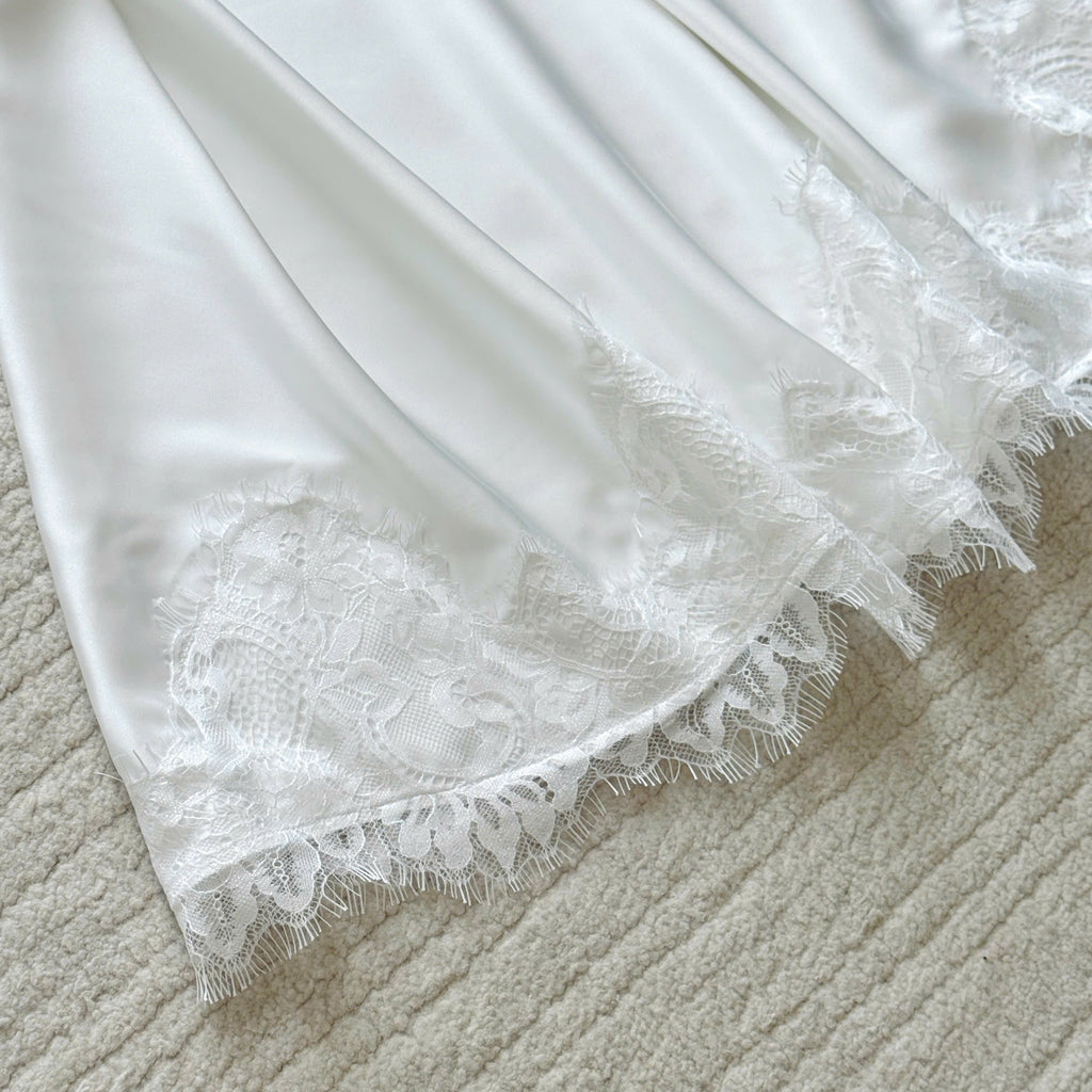 Satin Lace Robe & Slip Dress Set, Bridal Sleepwear, Delphine Set