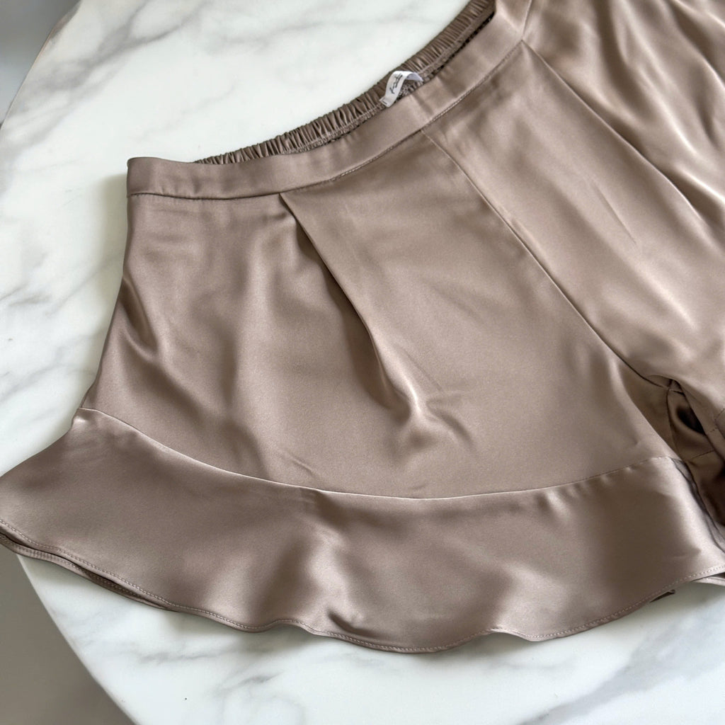 Pearl Beige Satin Cami & Shorts Set, Silky Loungewear, Bridesmaid Gift, Kris