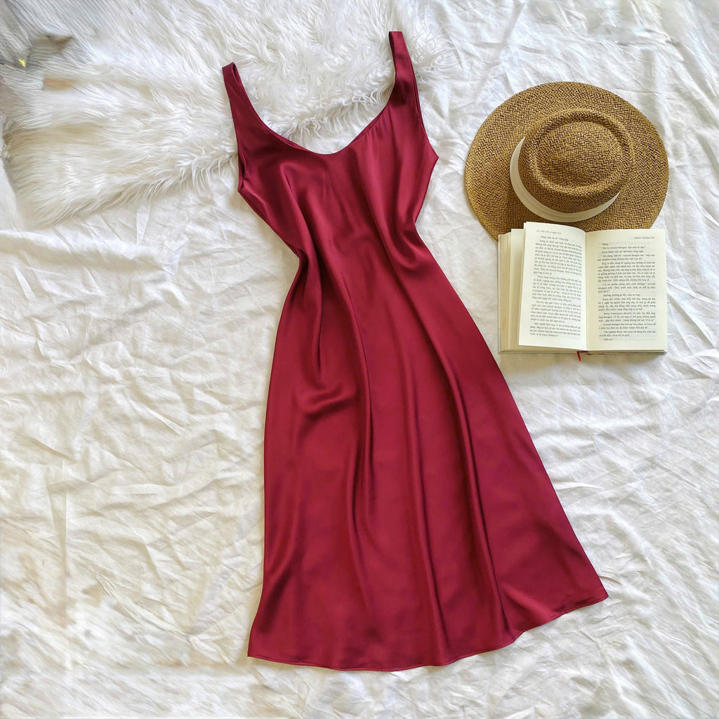 Eudora Midi Slip Dress, Scoop Neck, Bridal Party Dress