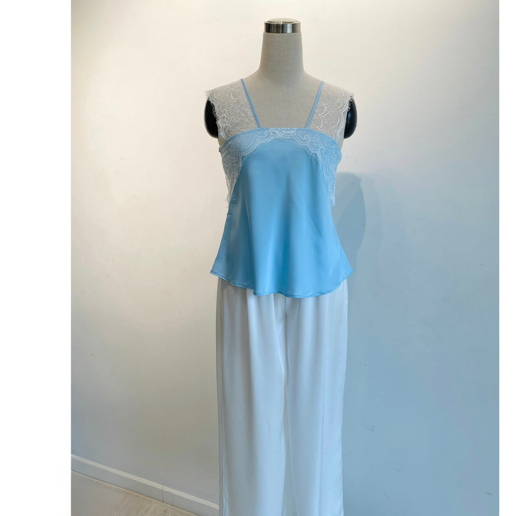 Kristal Long Pants Satin Camisole, Cute Women's Loungewear Pajama Set