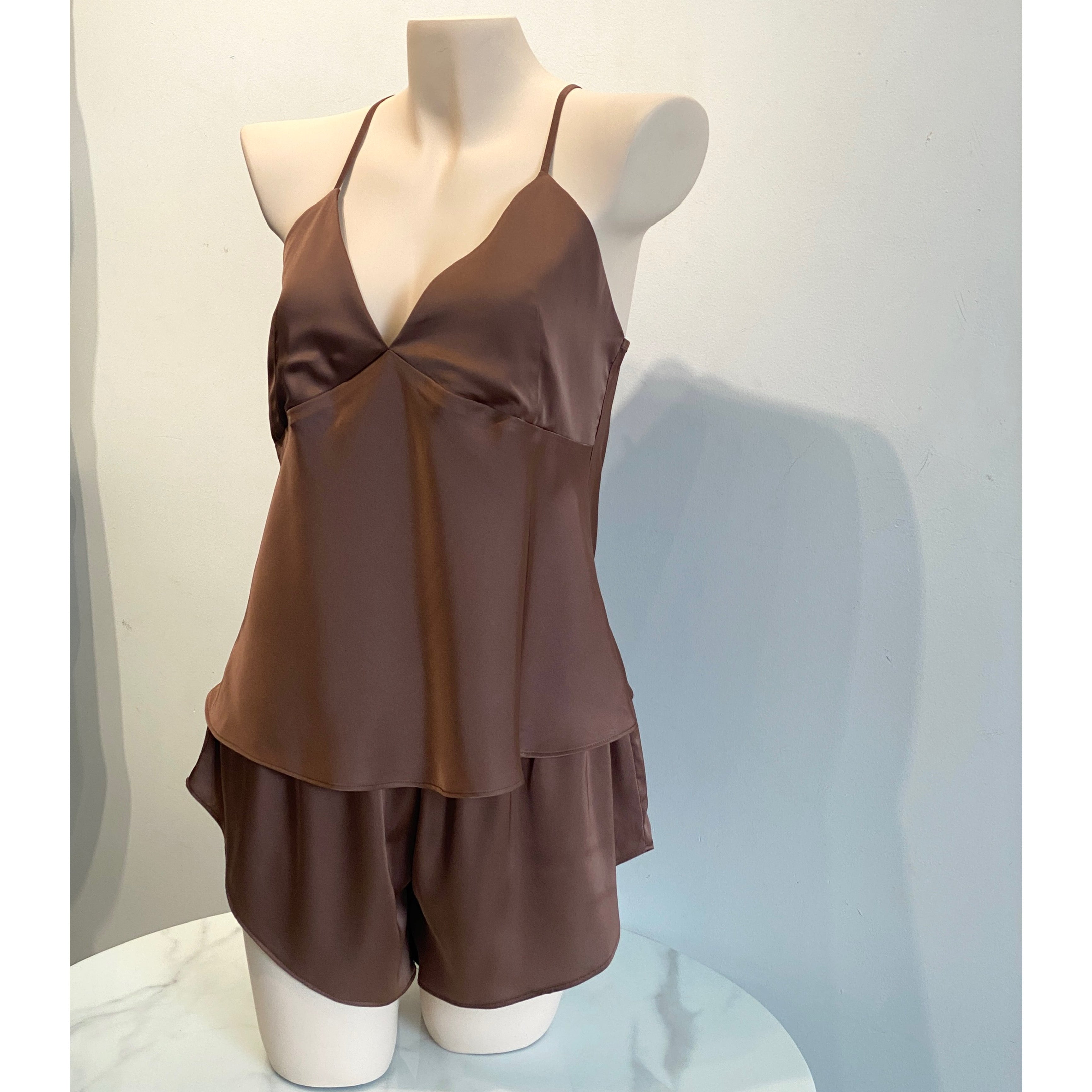 Silky Satin Open-Back Cami & Shorts Set Layla
