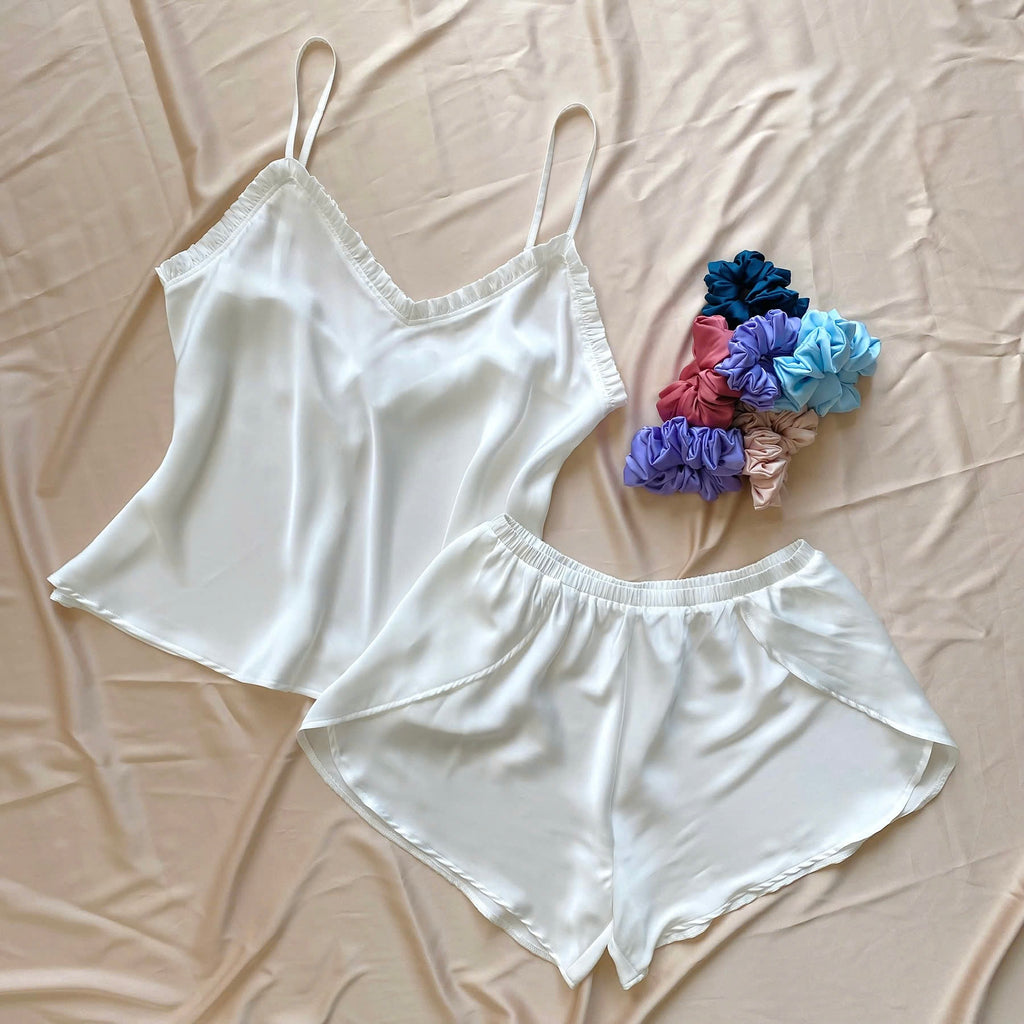 Satin Camisole Set: White, Olive Green, SANA Set