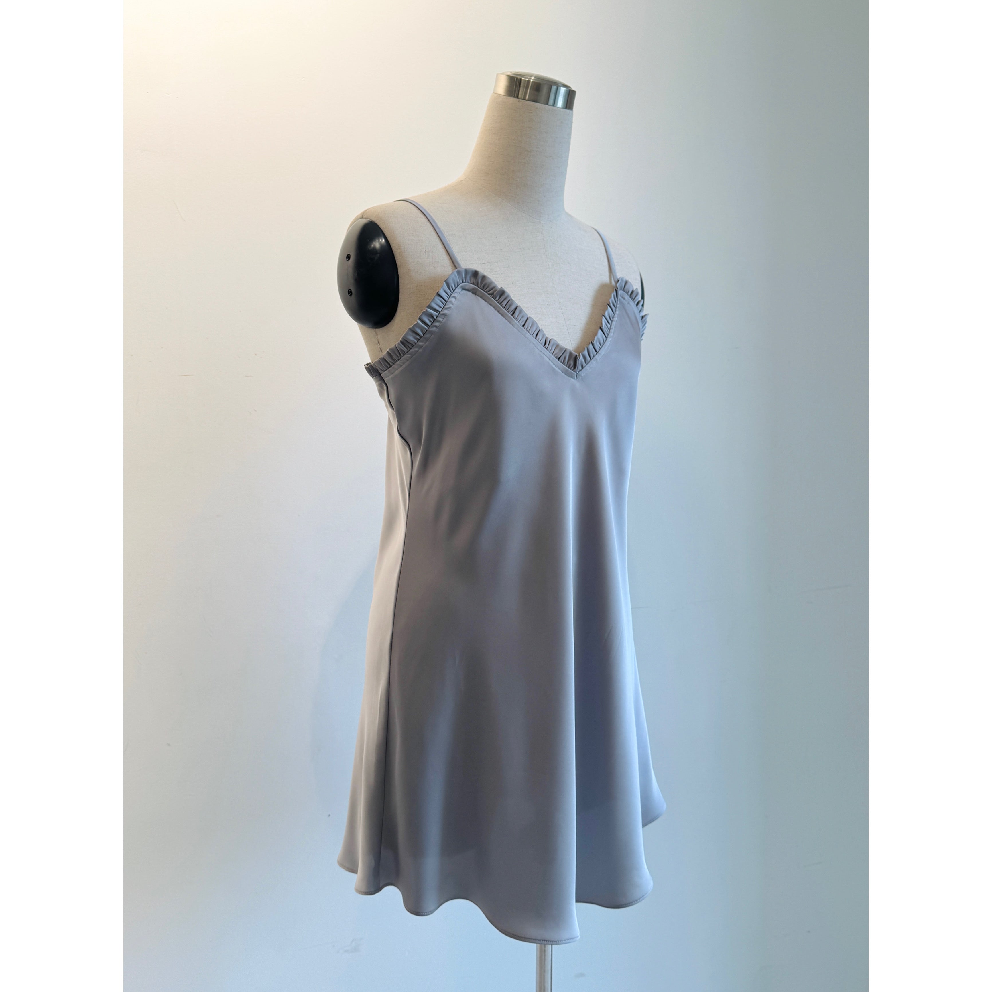 Satin Slip Dress in Black, Spaghetti Strap Silky Nightgown, ANA Dress