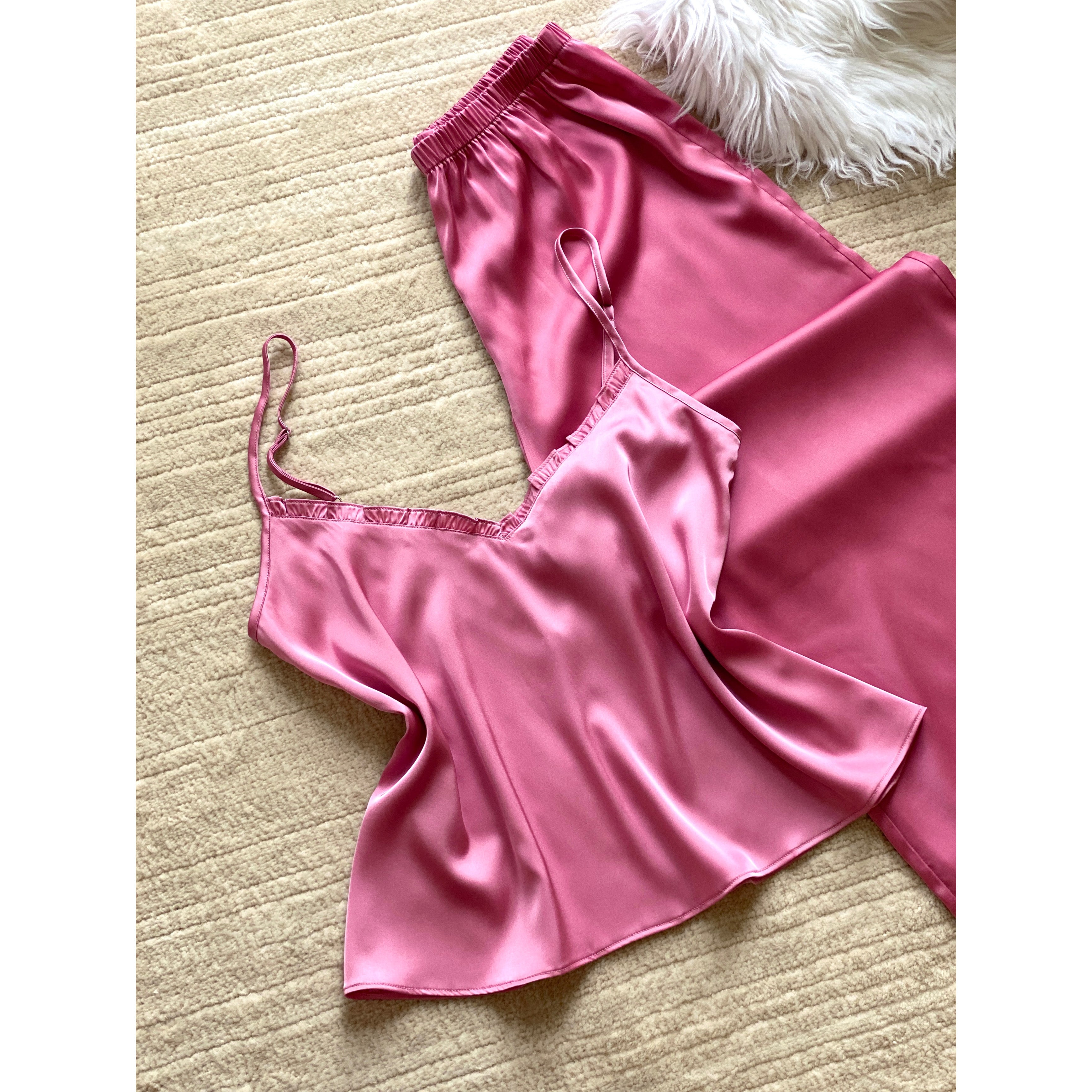 Satin Cami Long Pants Set Women, Bridal Sleepwear, Loungewear Pajama Set MixJulie