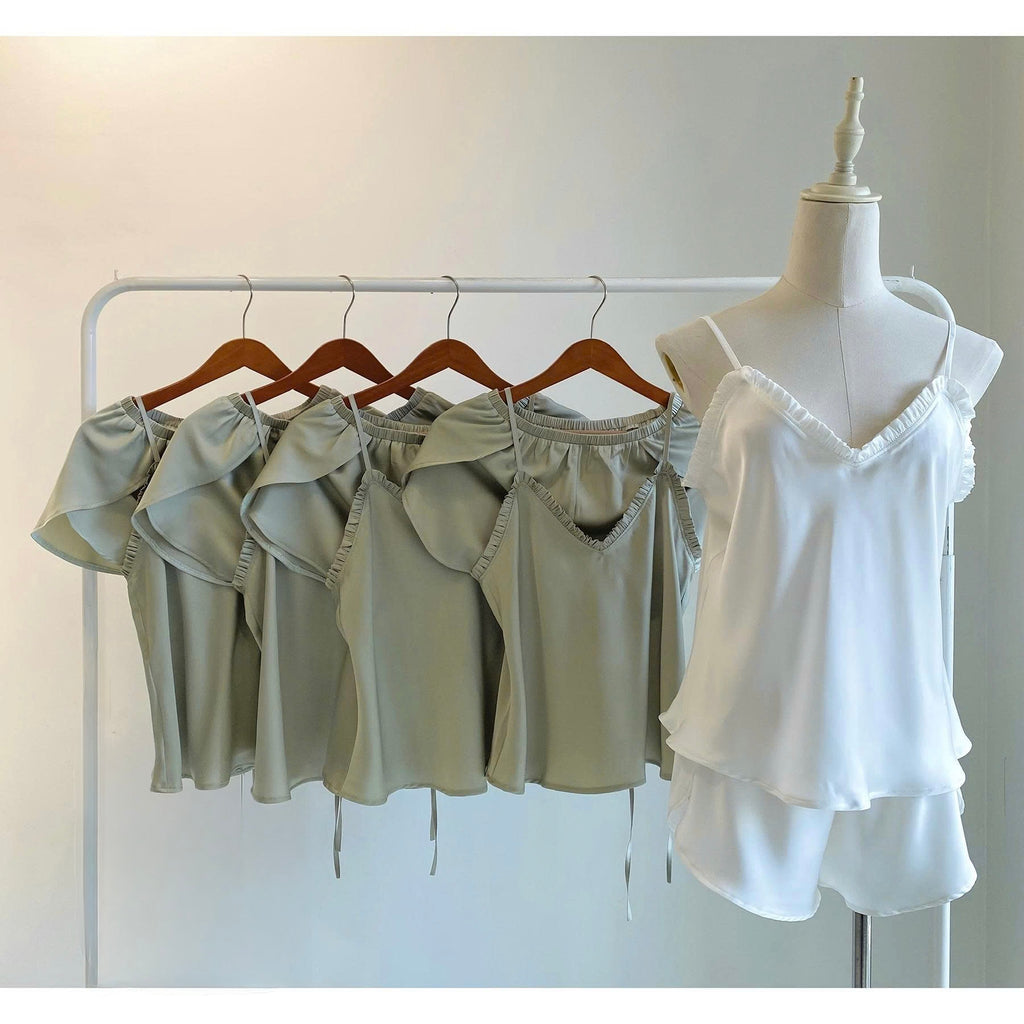 Satin Camisole Set: White, Olive Green, SANA Set
