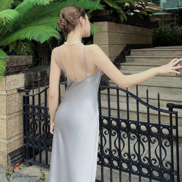 Pandora Heavy Silky Maxi Dress, Satin Long Slip Dress