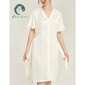 Lizzy Satin Ruffle 3/4 Sleeve Feminine Satin Nightgown Gift For Her