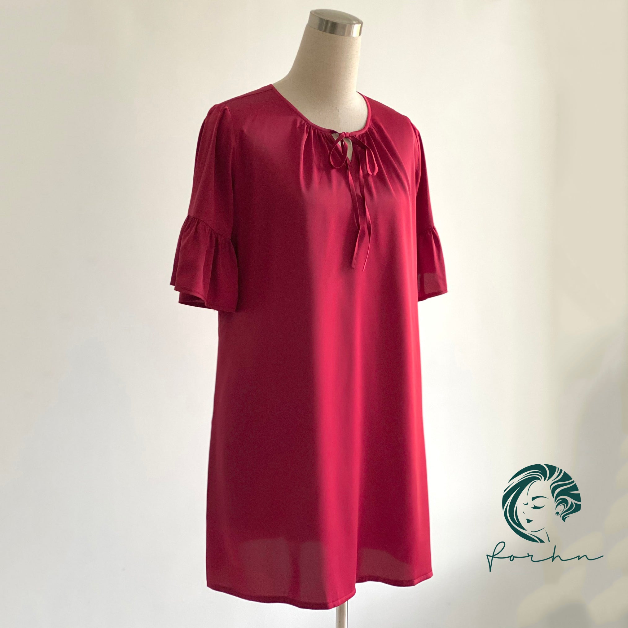 Moonla Ruffle Sleeve Nightgown, Romantic Satin Dress, Feminine Sleep Dress