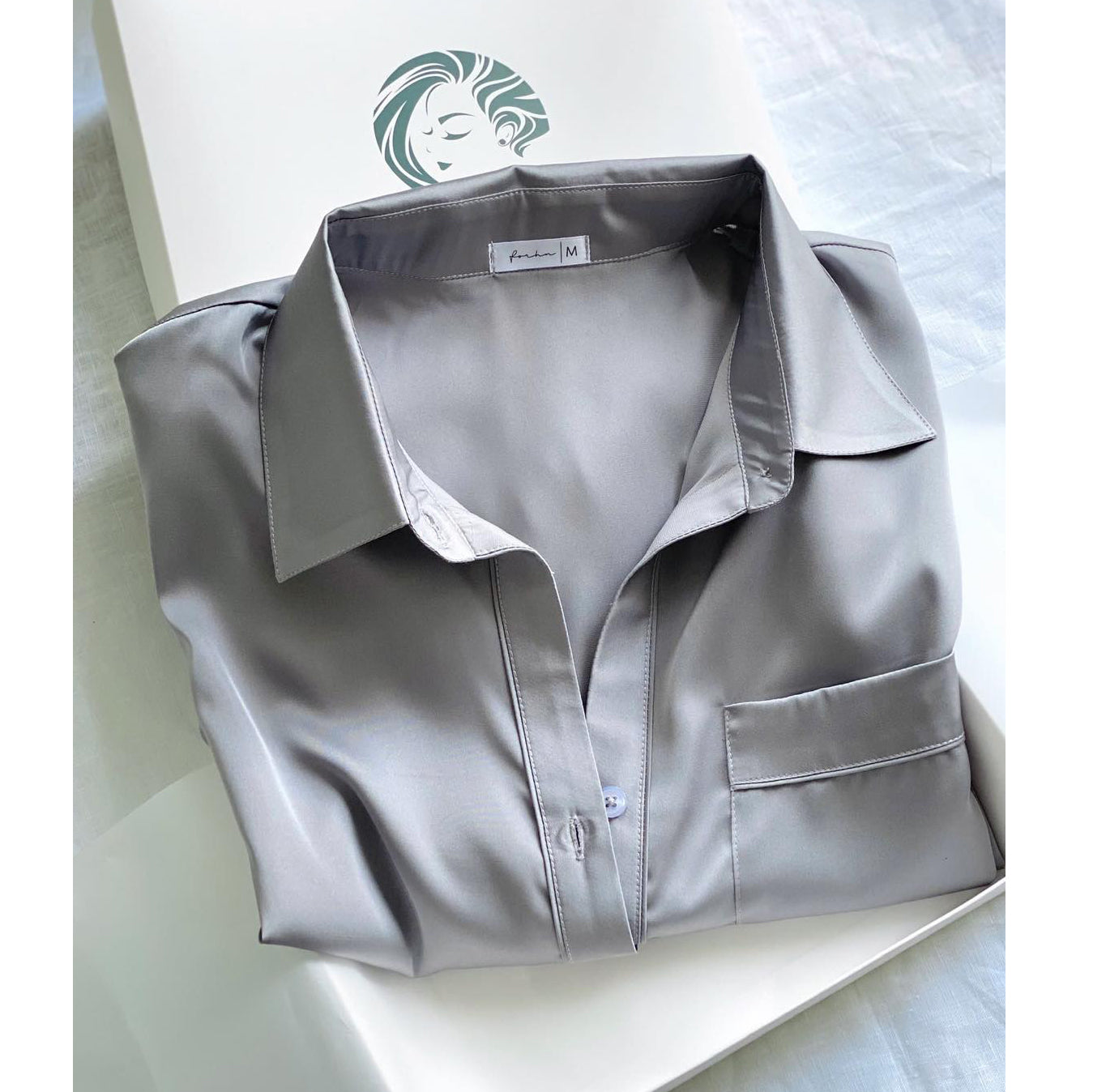 SOMI1 Satin Nightshirt for Women, Long Sleeve Button Down Sleepwear, Silky Pajama Dress