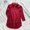 SOMI1 Satin Nightshirt for Women, Long Sleeve Button Down Sleepwear, Silky Pajama Dress
