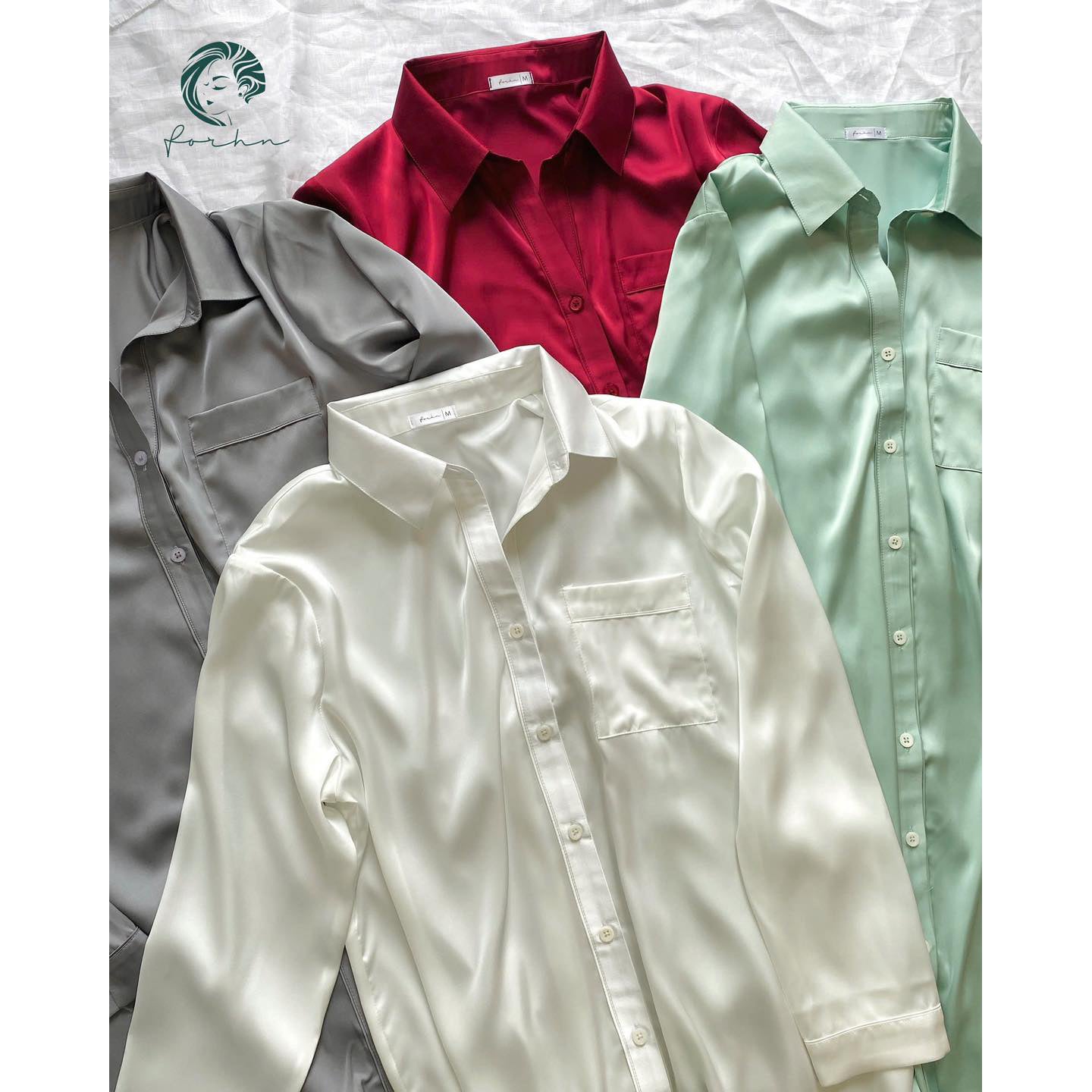 SOMI1 Satin Nightshirt for Women, Long Sleeve Button Down Sleepwear, Silky Pajama Dress