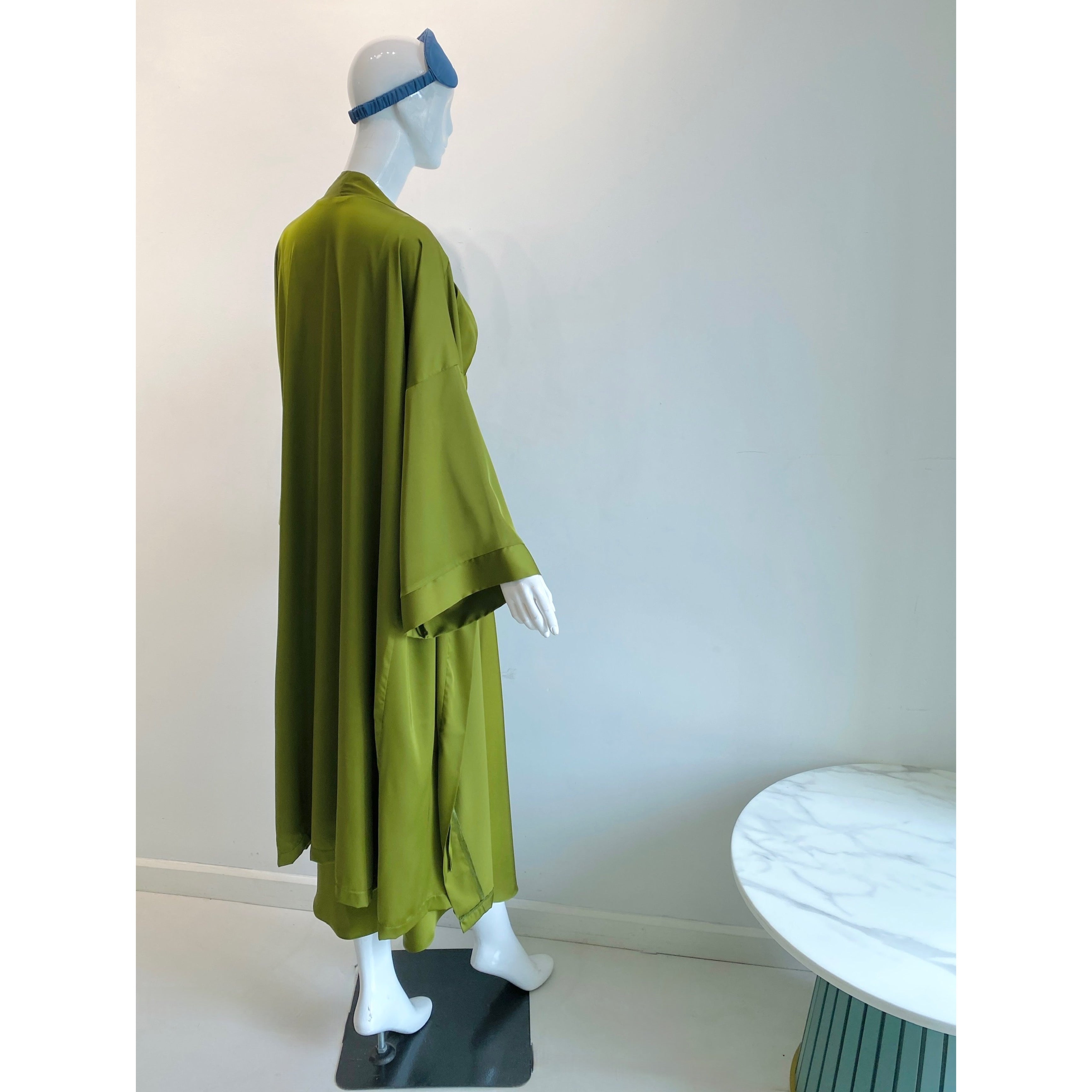 Grass Green Satin Robe| Long Silky Slip Dress Women's Kimono | Gift For Bride & Bridesmaid