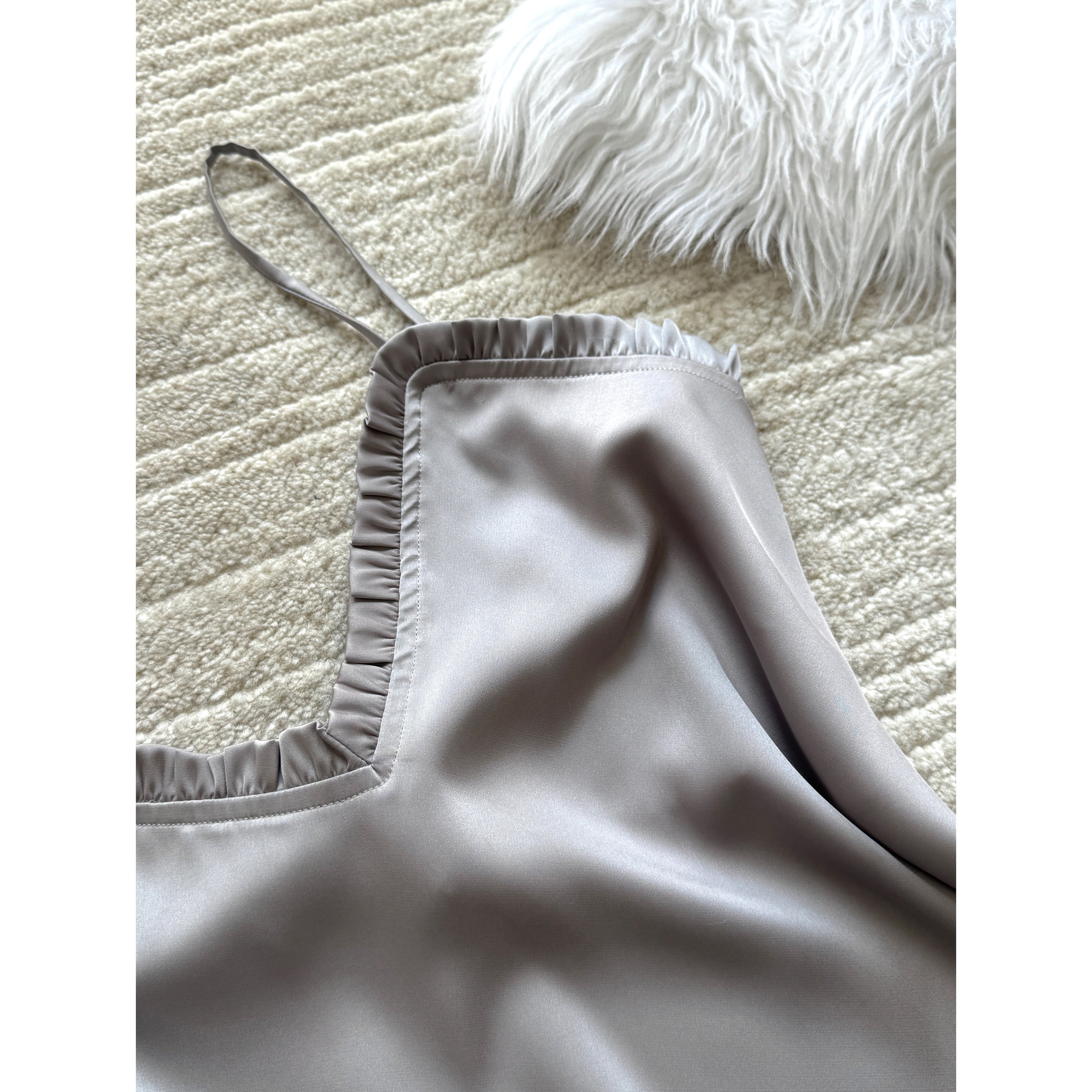 Satin Slip Dress in Black, Spaghetti Strap Silky Nightgown, ANA Dress