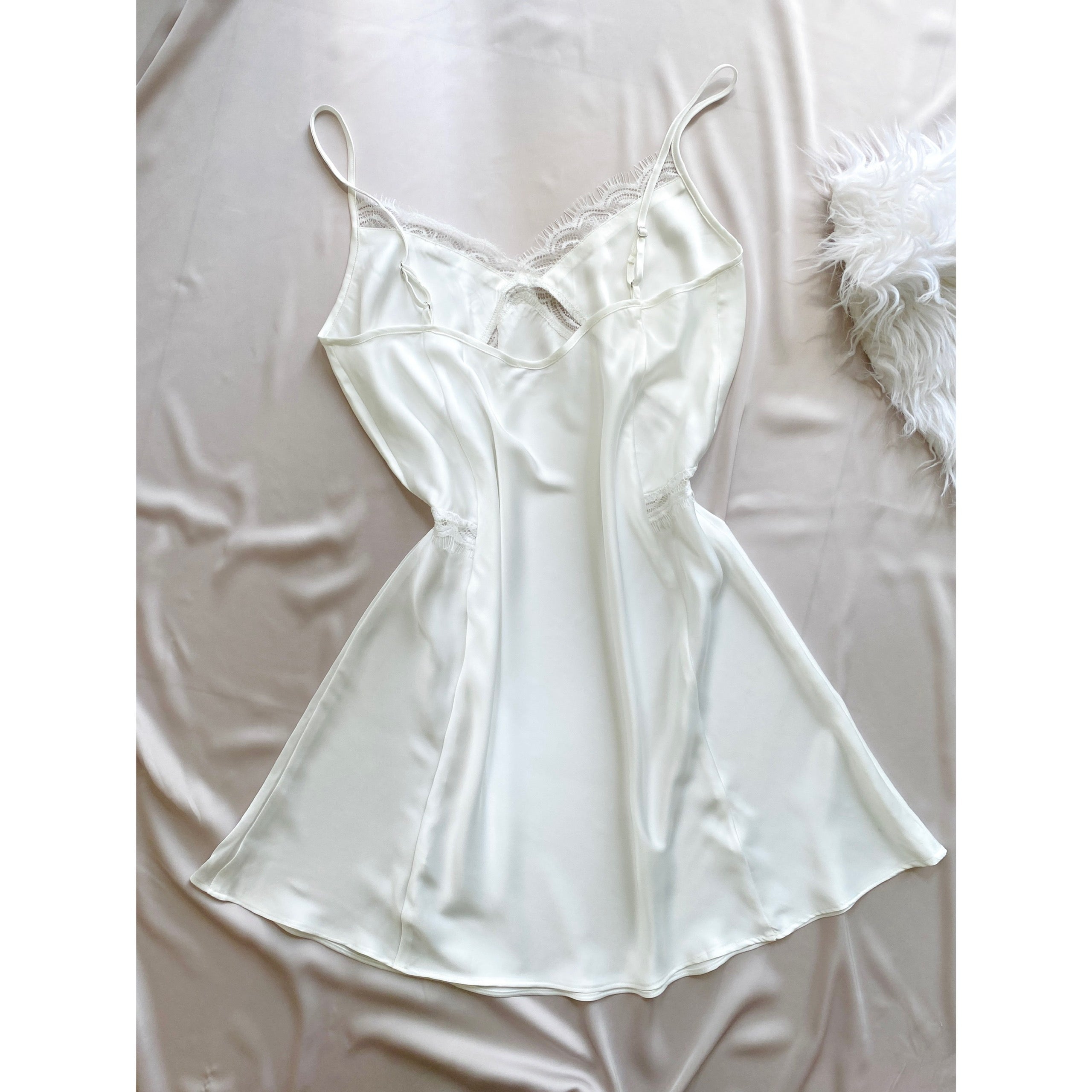 Vela Romantic Lace Trim Sleep Dress | Satin Nightgown | Sexiness Sleepwear| Bride Nightgown