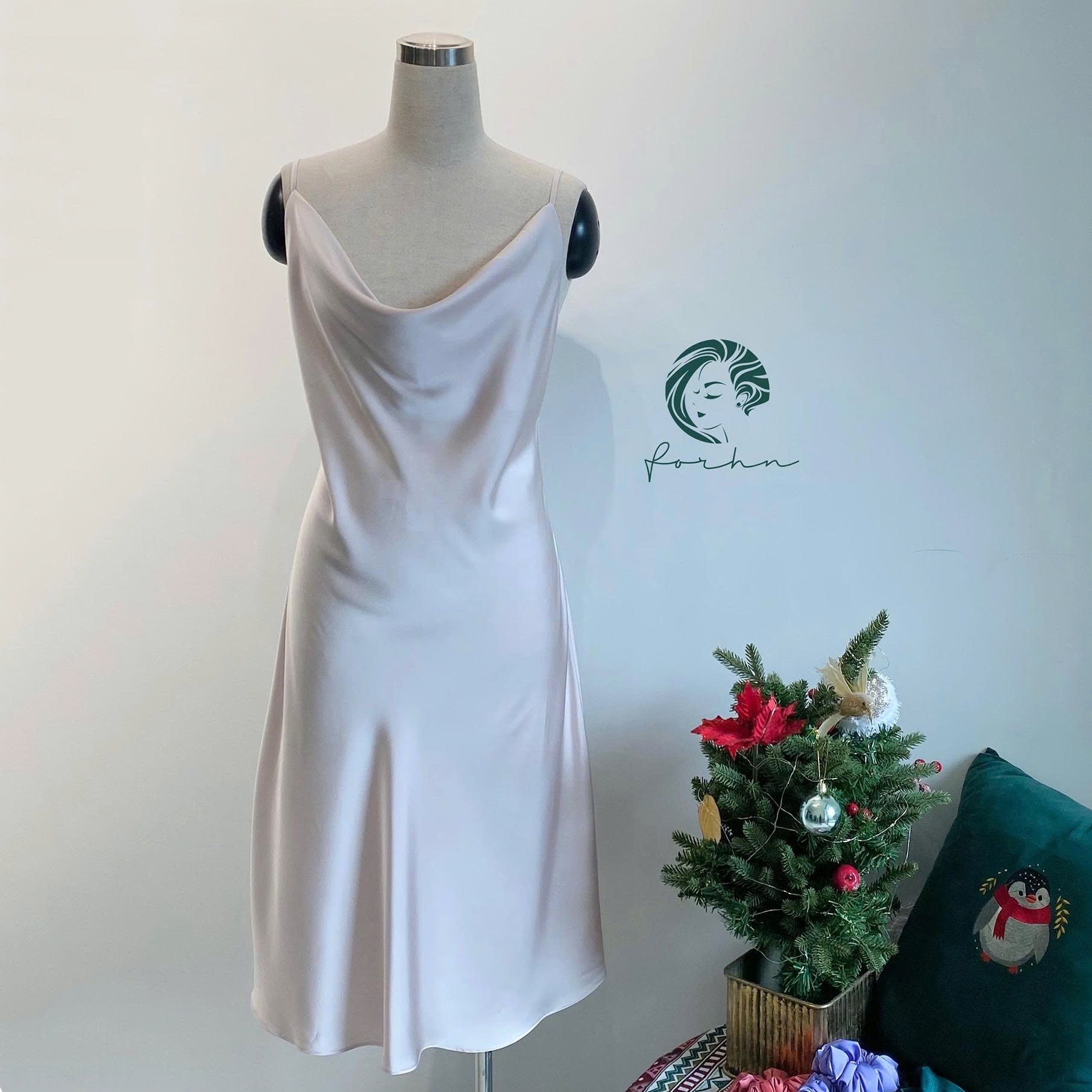 DRDO2 Cowl Neck Silky Dress, Bridesmaid Dress