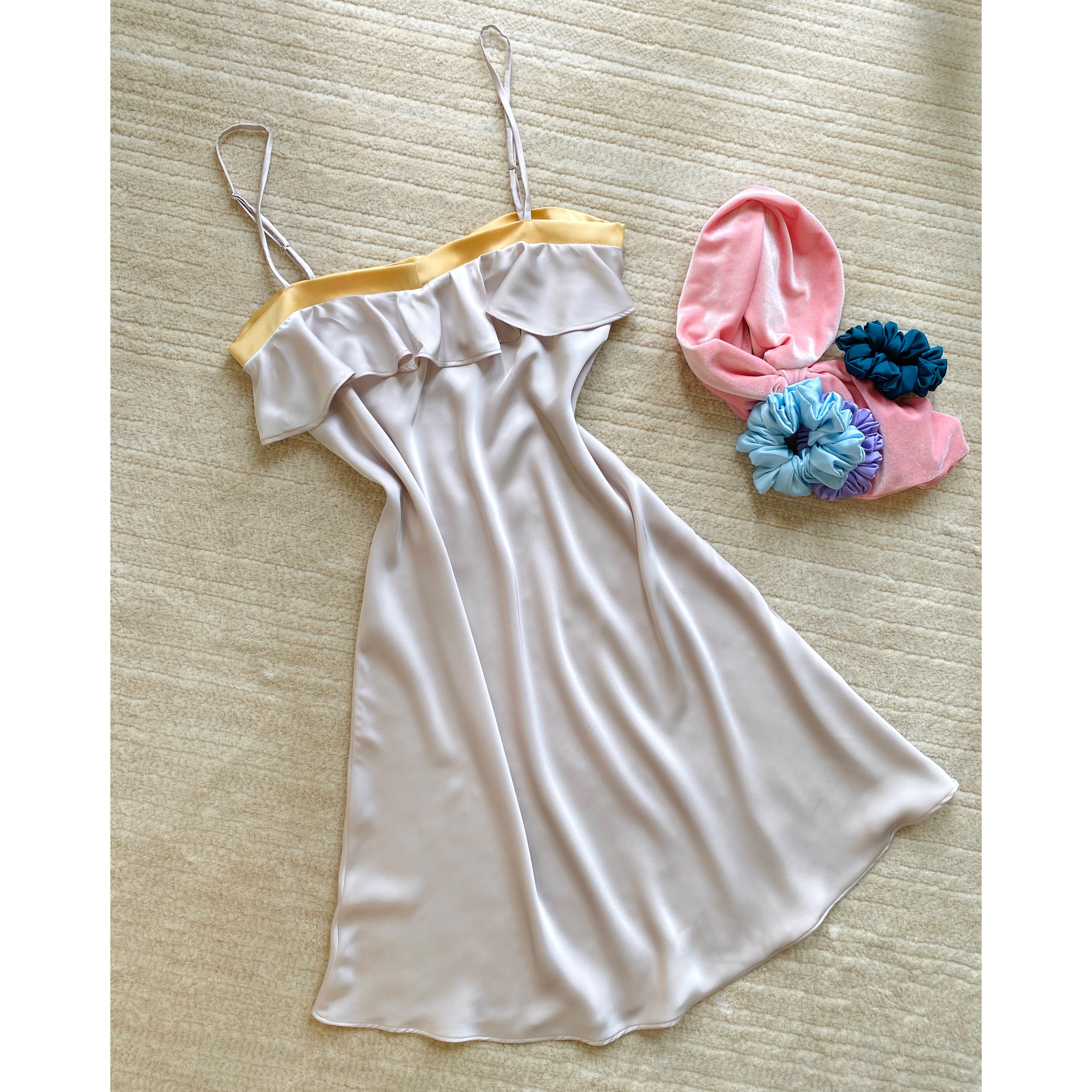 Ruffle Silky Nightdress Bridal Sleepwear, Bridesmaid Gift, JOSSIE Satin Slip Dress