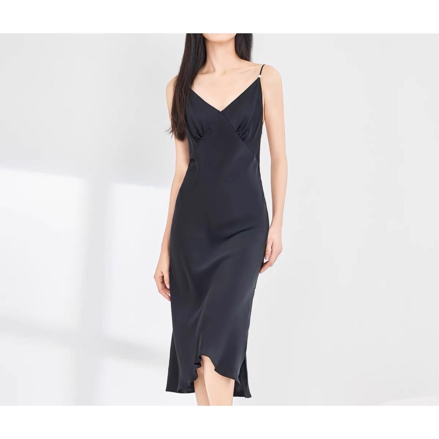 Moonlit Satin Slip Nightgown, Midi Slip Dress for Women