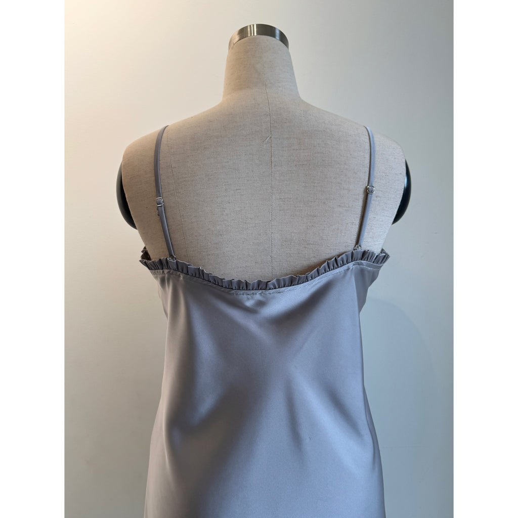 Satin Slip Dress in Black, Spaghetti Strap Silky Nightgown, ANA Dress