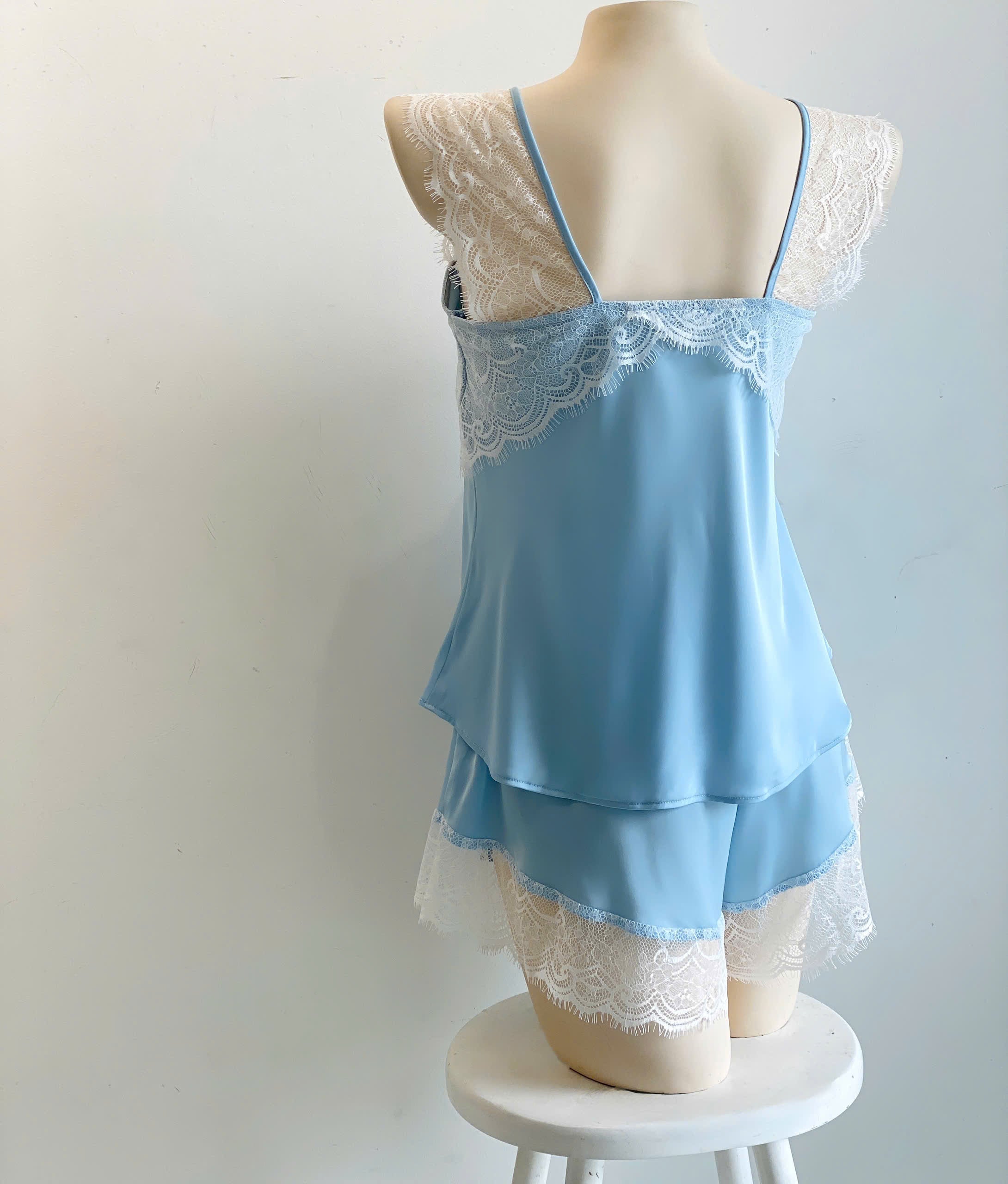 Satin Lace Cami And Shorts Set Cute Loungewear Pajama KRISTAL