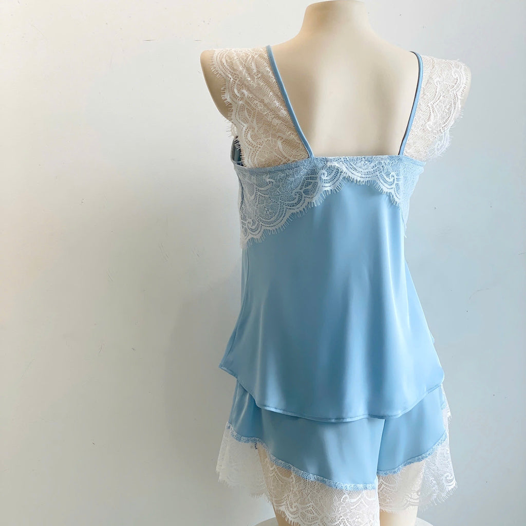 Satin Lace Camisole & Shorts Romantic Lounge Set Bridal Sleepwear Gift For Her KRISTAL