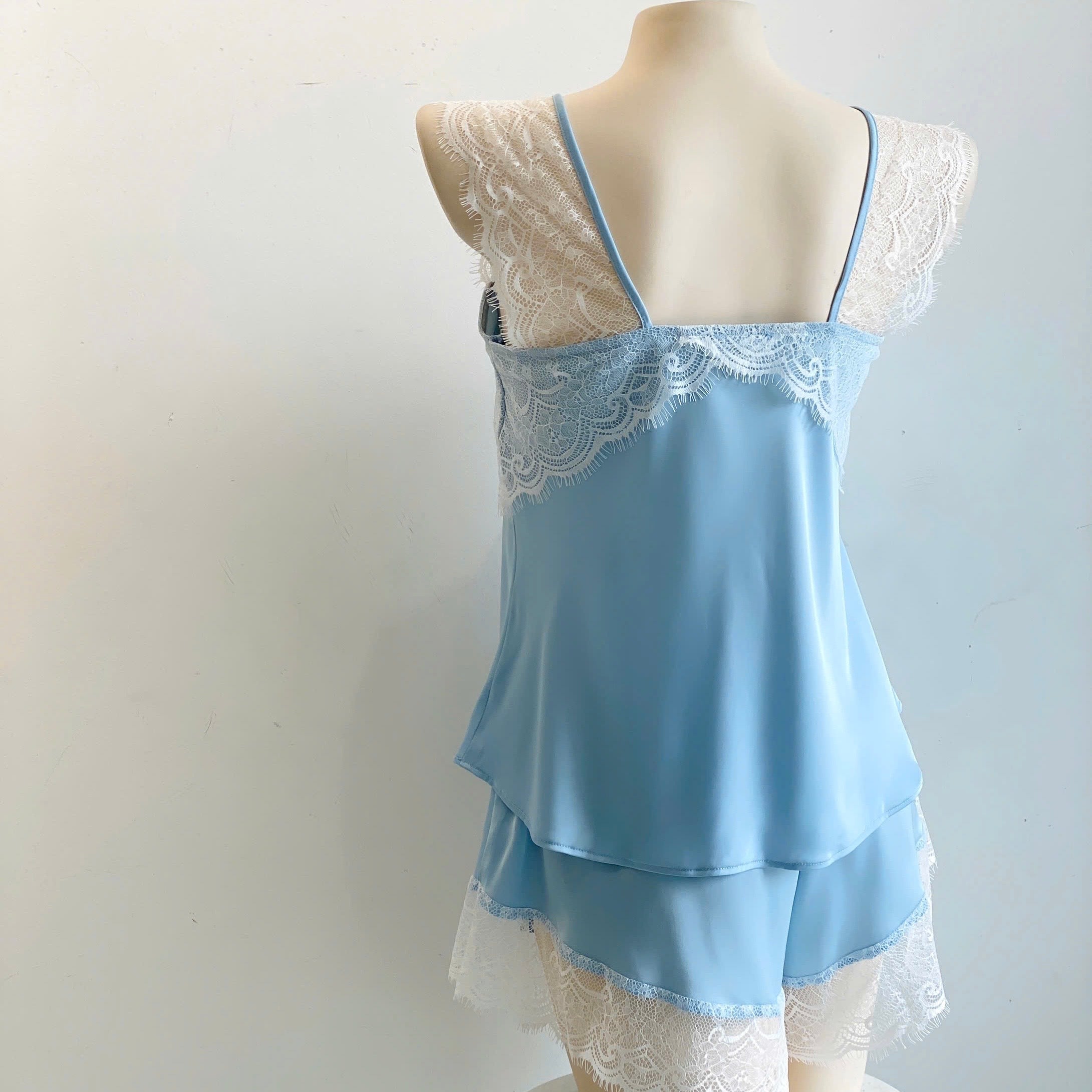 Satin Lace Camisole & Shorts Romantic Lounge Set Bridal Sleepwear Gift For Her KRISTAL