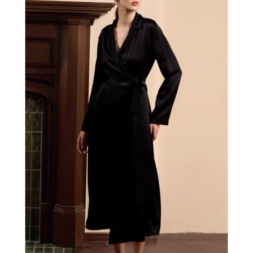 Long Satin Robe, Elegant Women's Robe, Getting Ready Outfit, Custom Colors Silky Loungewear Libé Robe