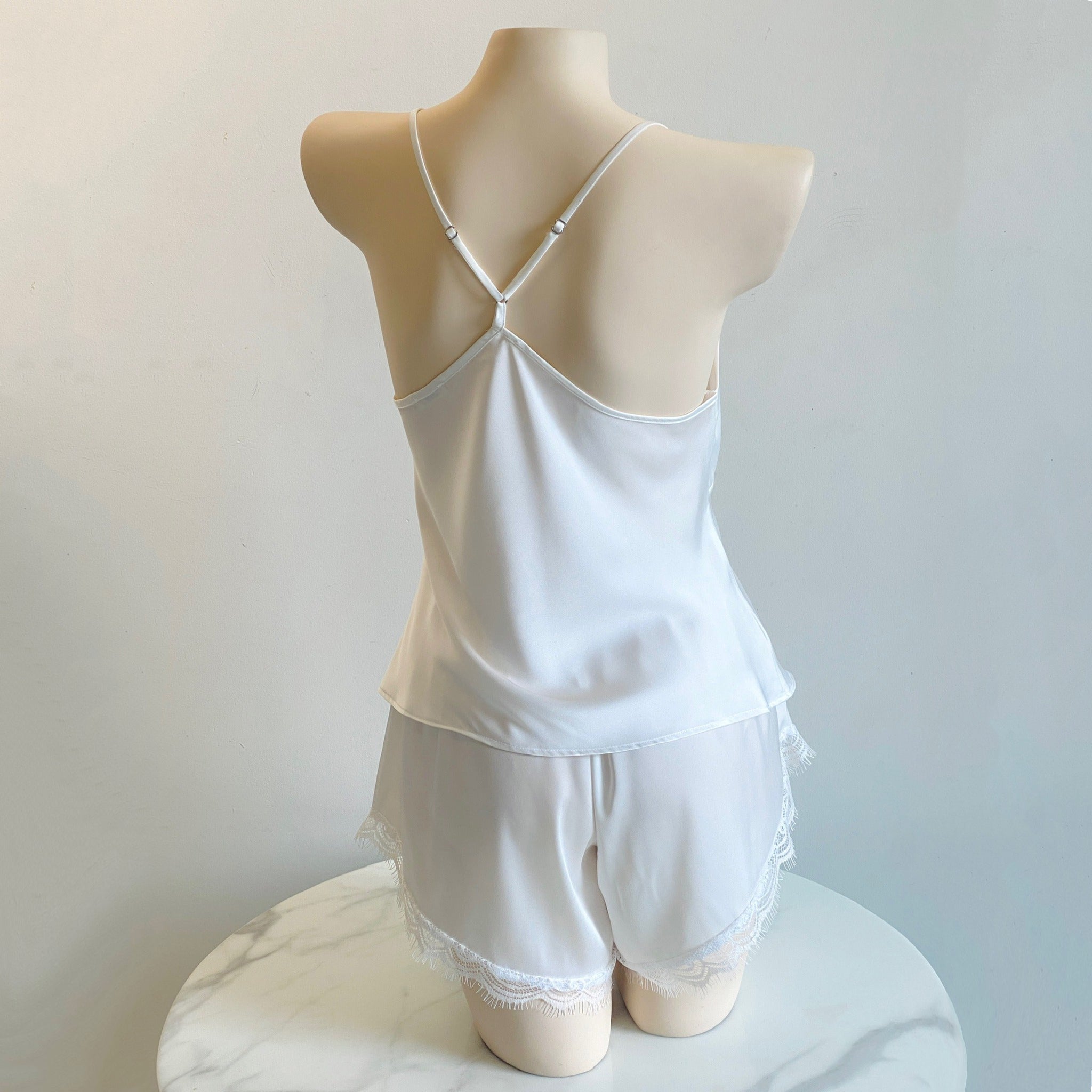 Satin Lace Cami & Shorts Set Summer Pajama Bridal Sleepwear Honeymoon Outfit LAYLISSET