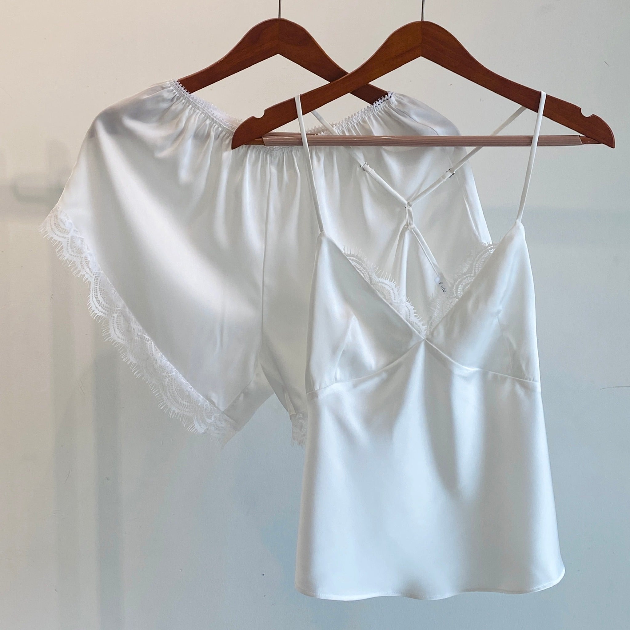 Satin Lace Cami & Shorts Set Summer Pajama Bridal Sleepwear Honeymoon Outfit LAYLISSET