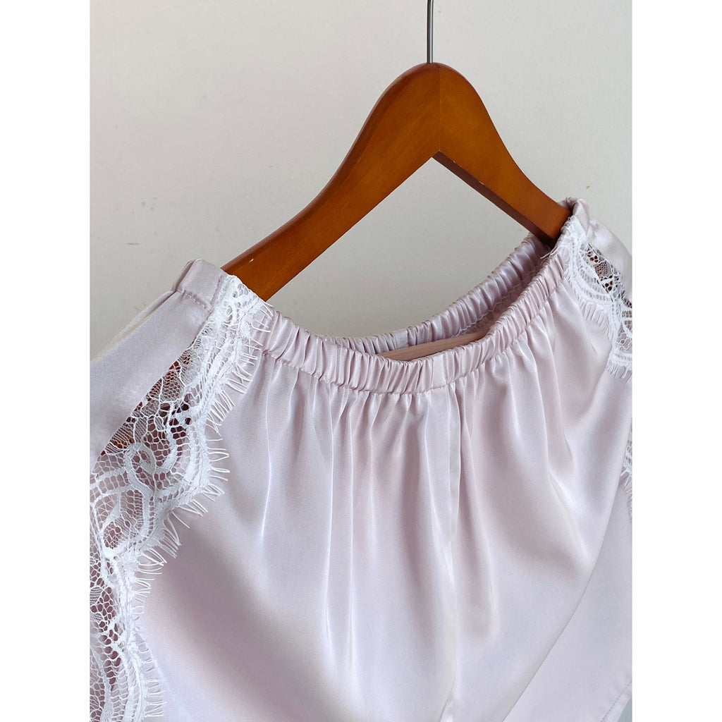 Eira Lace Satin Pajama Set | Cami and Shorts Sleepwear | Silky Sleep set | Bridal Shower Gift