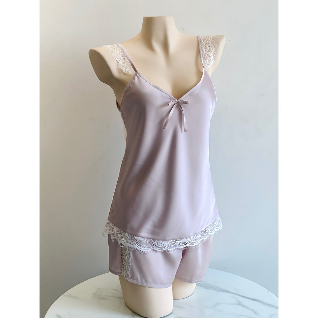 Eira Lace Satin Pajama Set | Cami and Shorts Sleepwear | Silky Sleep set | Bridal Shower Gift