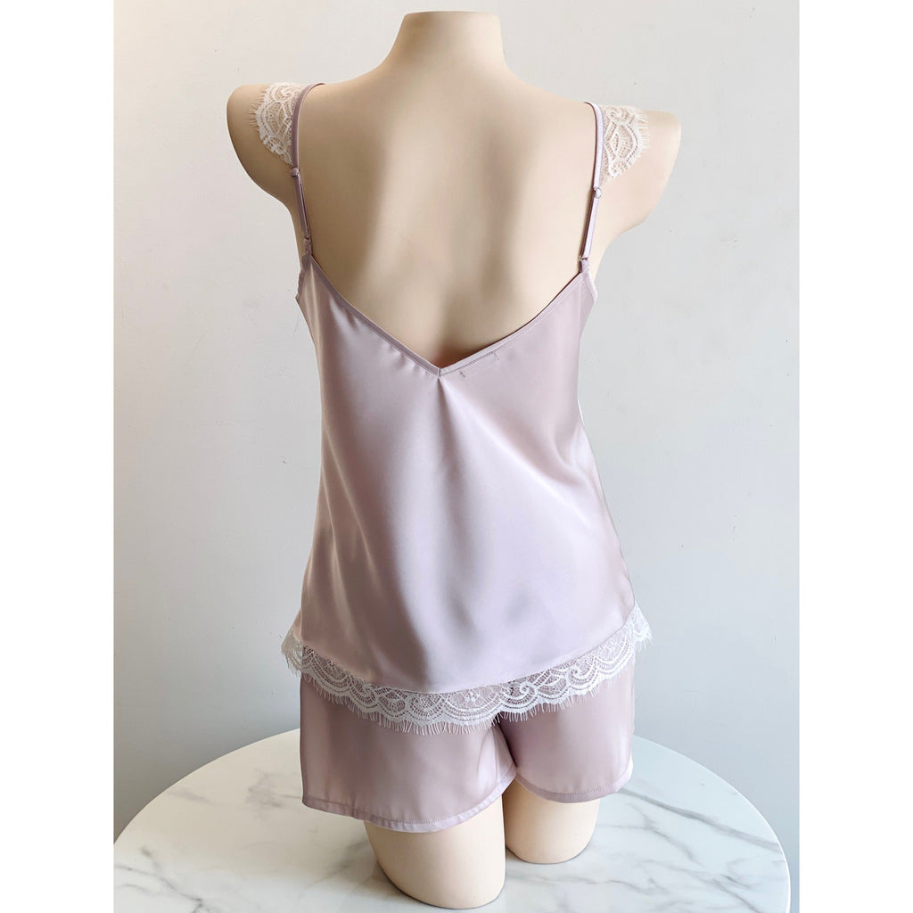 Eira Lace Satin Pajama Set | Cami and Shorts Sleepwear | Silky Sleep set | Bridal Shower Gift