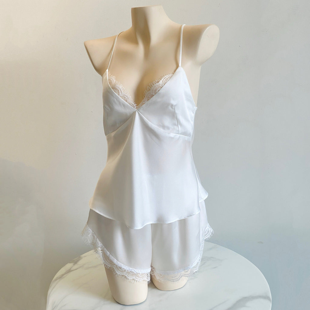 Satin Lace Cami & Shorts Set Summer Pajama Bridal Sleepwear Honeymoon Outfit LAYLISSET