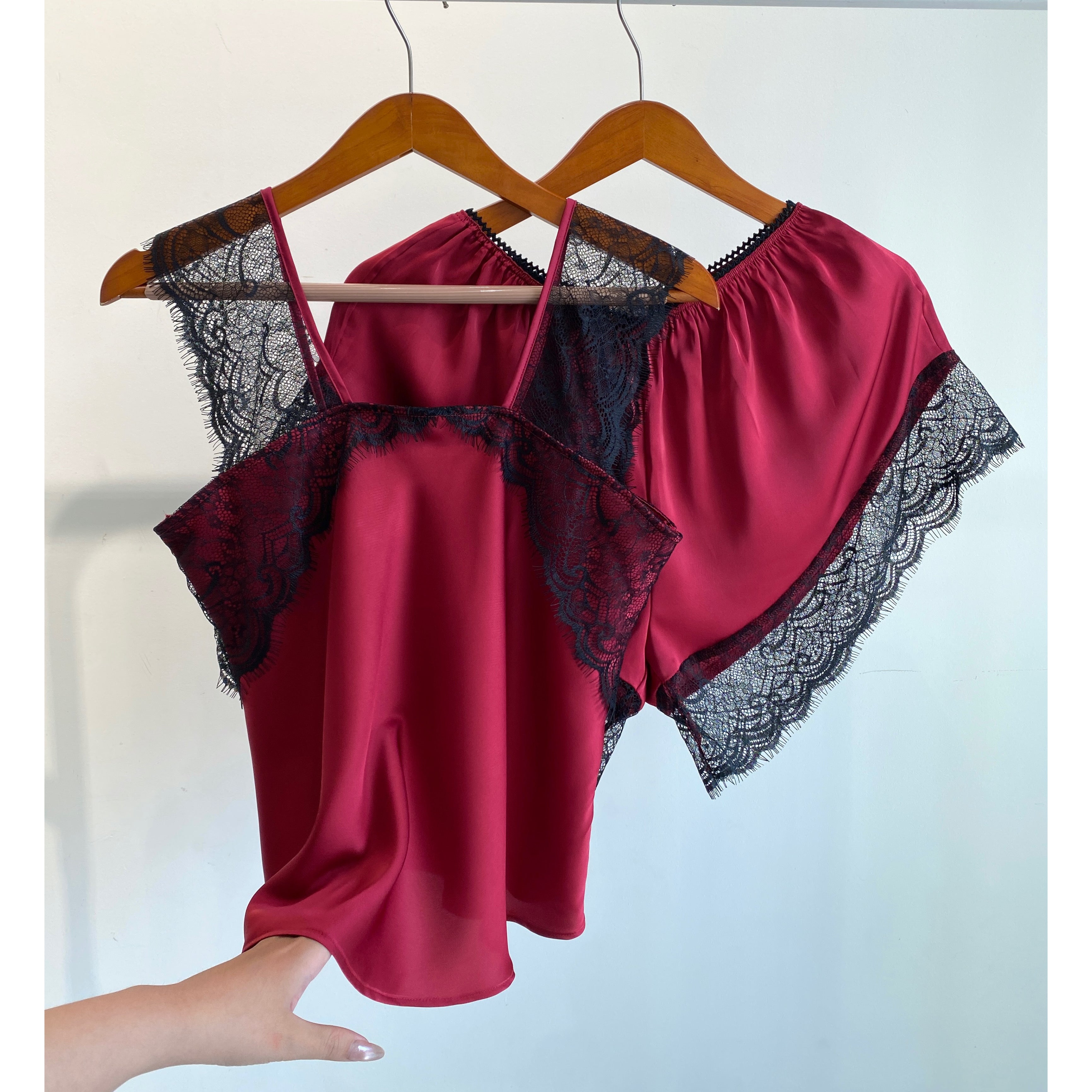 Satin Cami Set Women Bridal Sleepwear Cute Loungewear Pajama KRISTAL