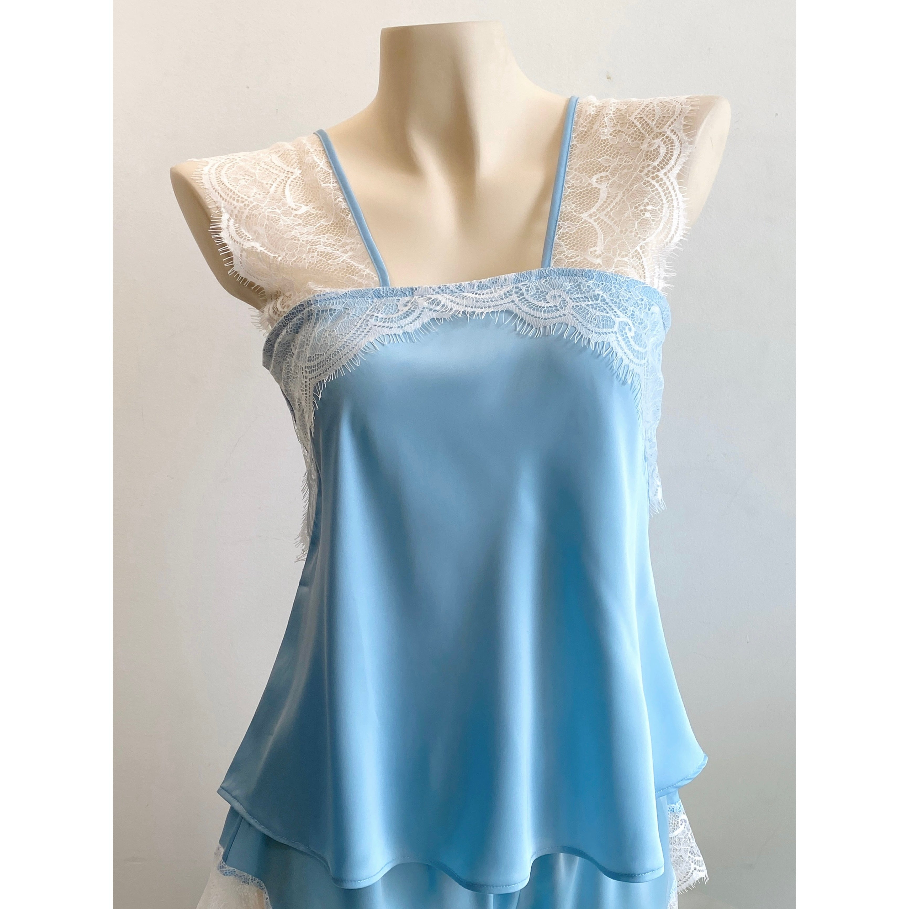 Satin Lace Cami And Shorts Set Cute Loungewear Pajama KRISTAL